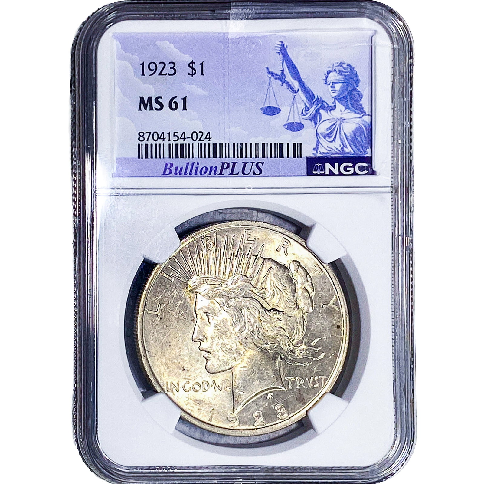 1923 Silver Peace Dollar NGC MS61: 1923 Silver Peace Dollar NGC MS61