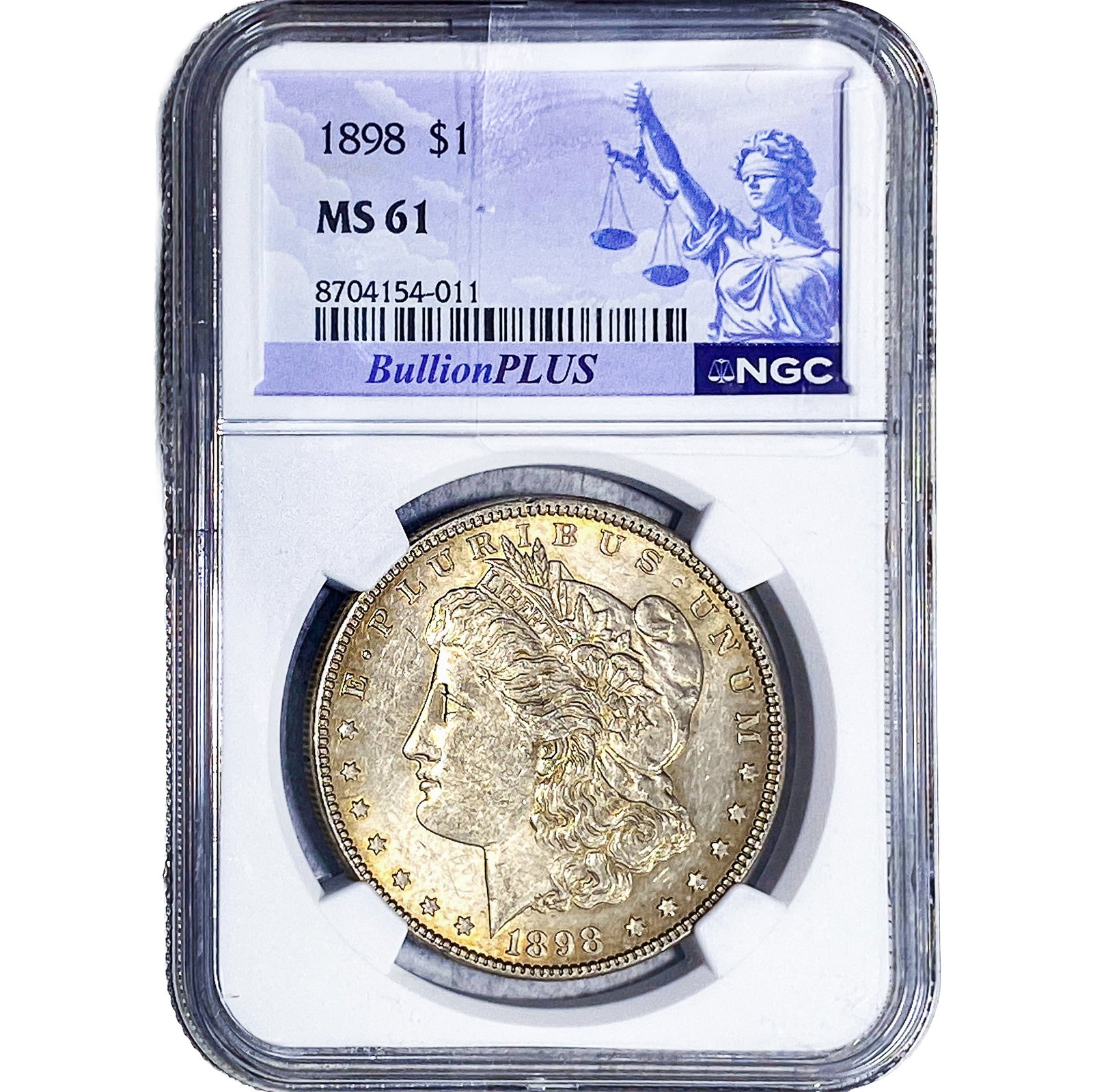 1898 Morgan Silver Dollar NGC MS61: 1898 Morgan Silver Dollar NGC MS61