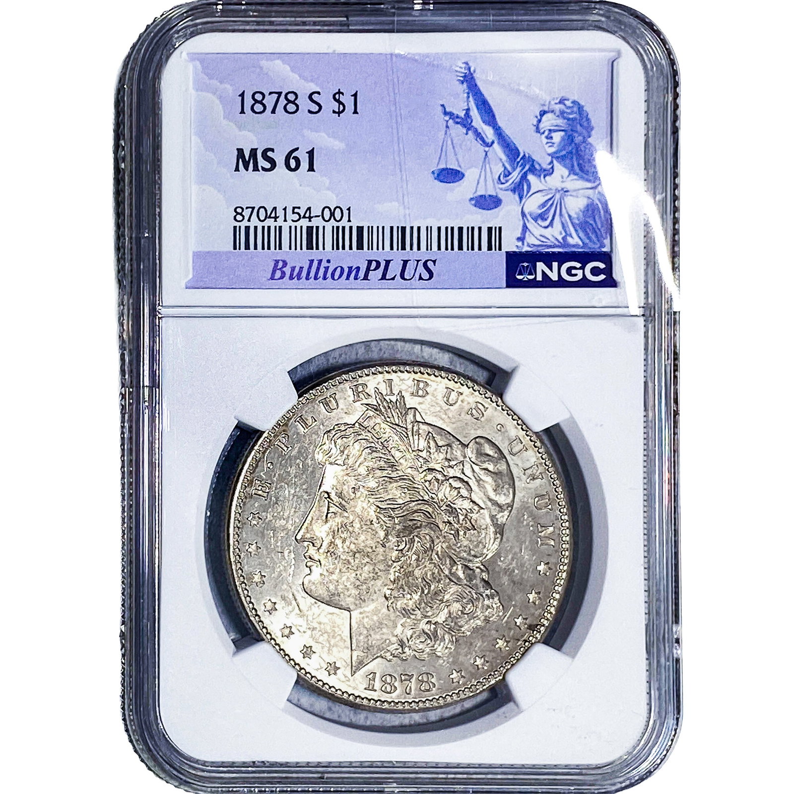 1878-S Morgan Silver Dollar NGC MS61: 1878-S Morgan Silver Dollar NGC MS61