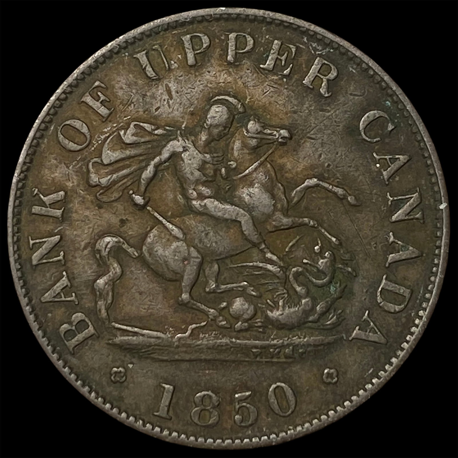 1850 Upper Canada Copper Half Penny Bank Token (1 of 2)