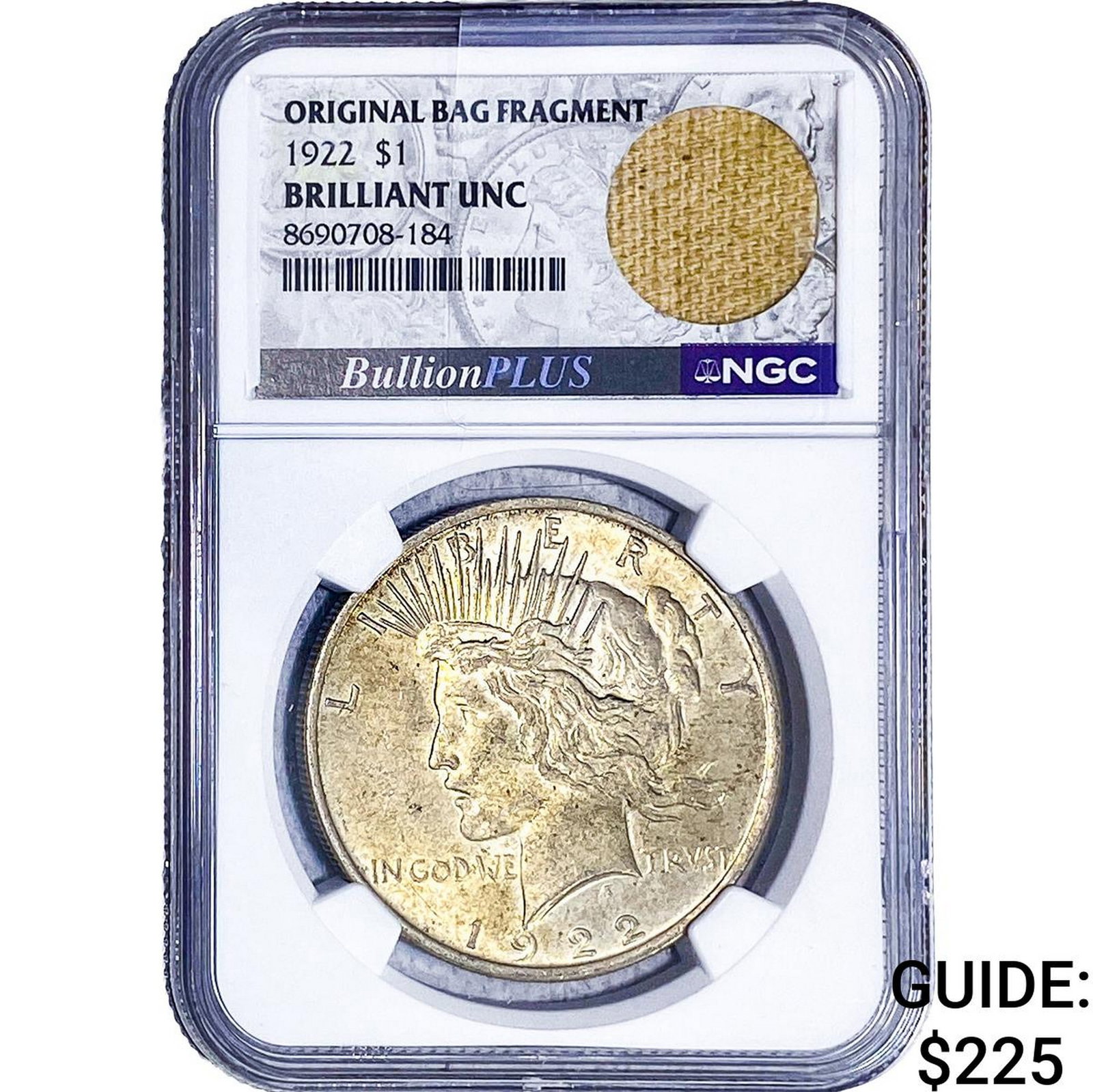 1922 Silver Peace Dollar NGC BU Orig. Bag Frag. (1 of 2)