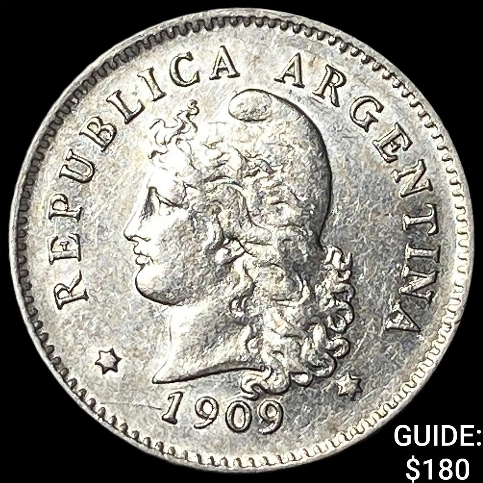 1909 Argentina Copper Nickel 10 Centavos (1 of 2)
