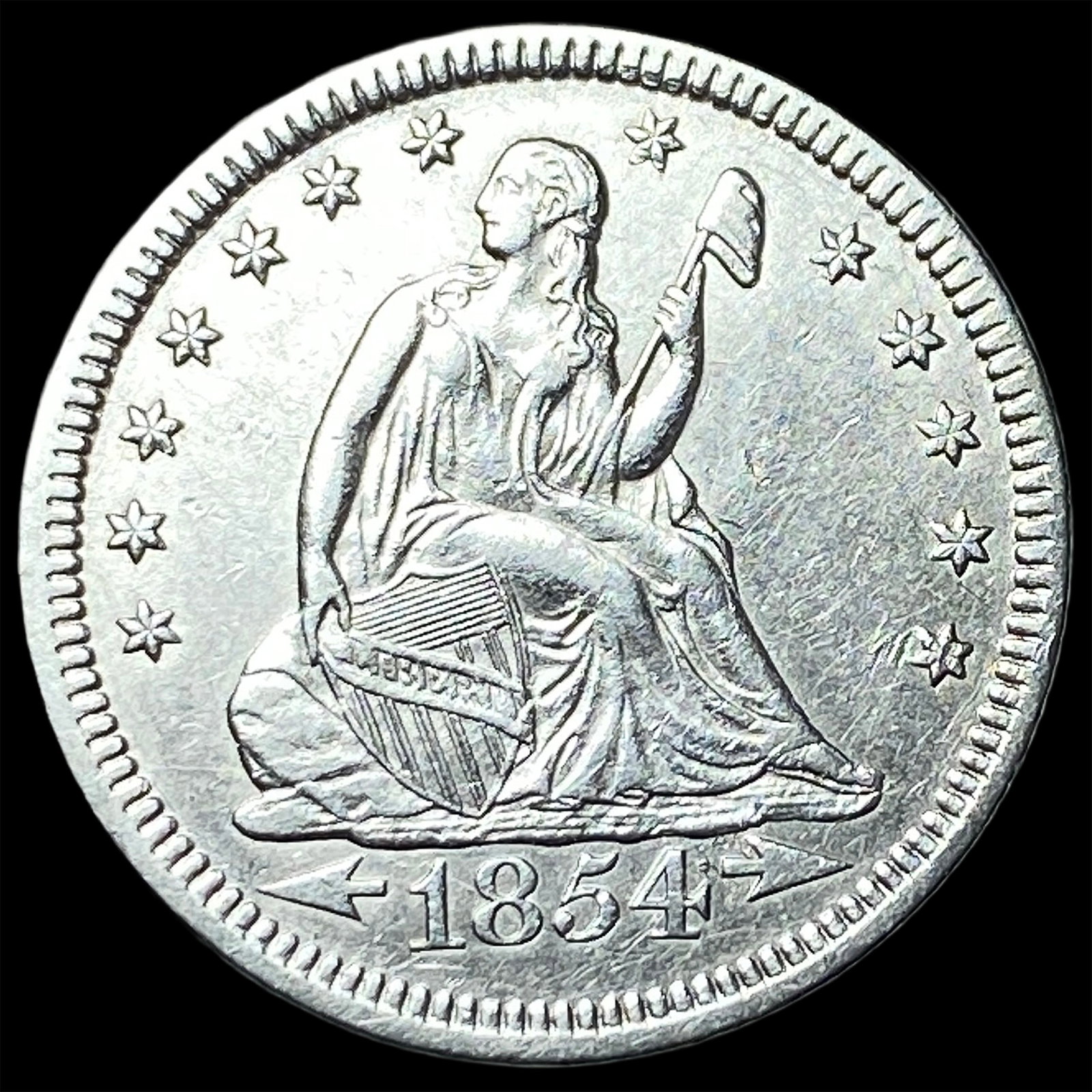 1854 Arrows Seated Liberty Quarter CLOSELY UNCIRCULATED (1 of 2)