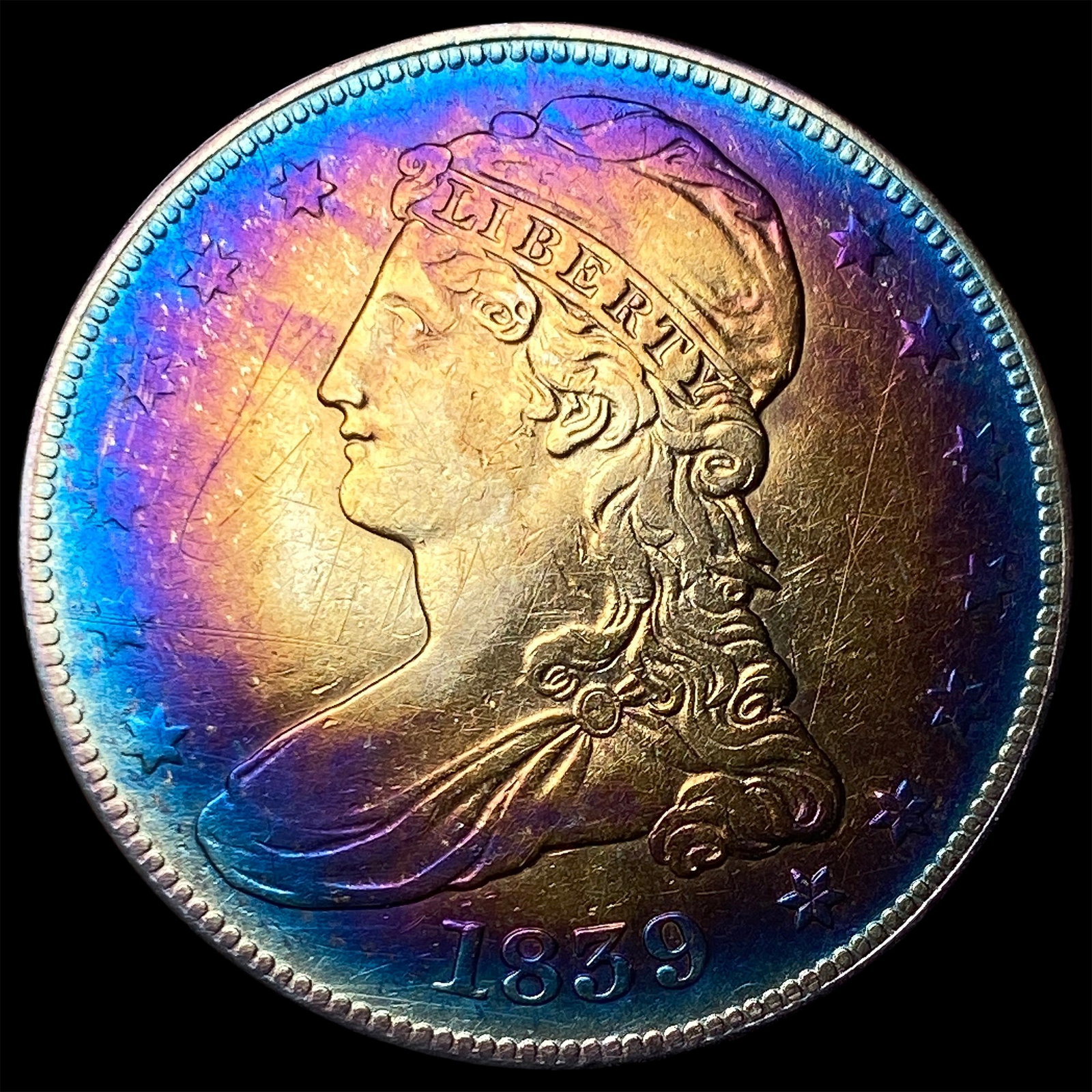 1839 Silver Capped Bust Half Dollar CLOSELY UNCIRCULATED: 1839 Silver Capped Bust Half Dollar CLOSELY UNCIRCULATED
