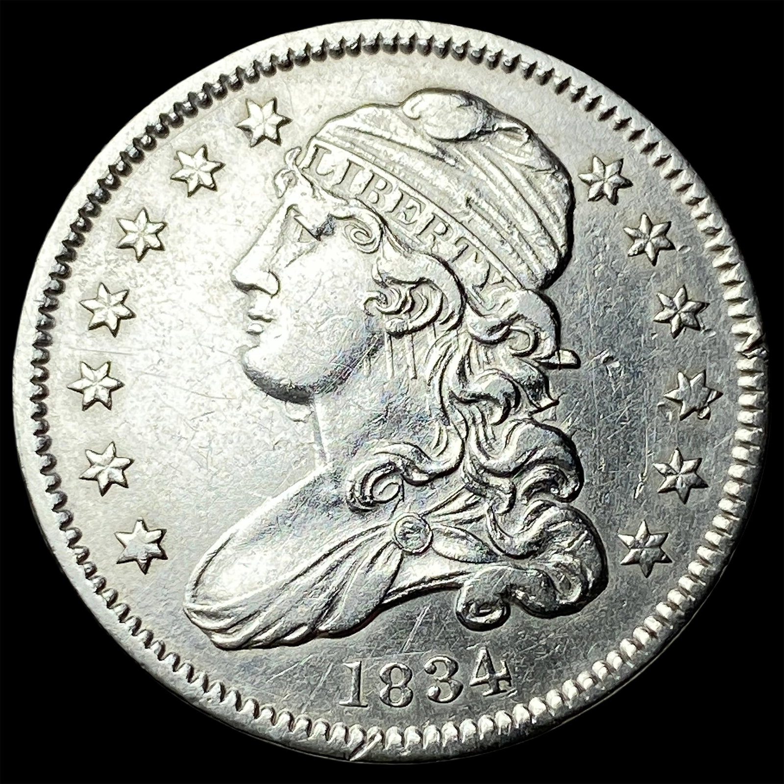 1834 Capped Bust Silver Quarter CLOSELY UNCIRCULATED (1 of 2)