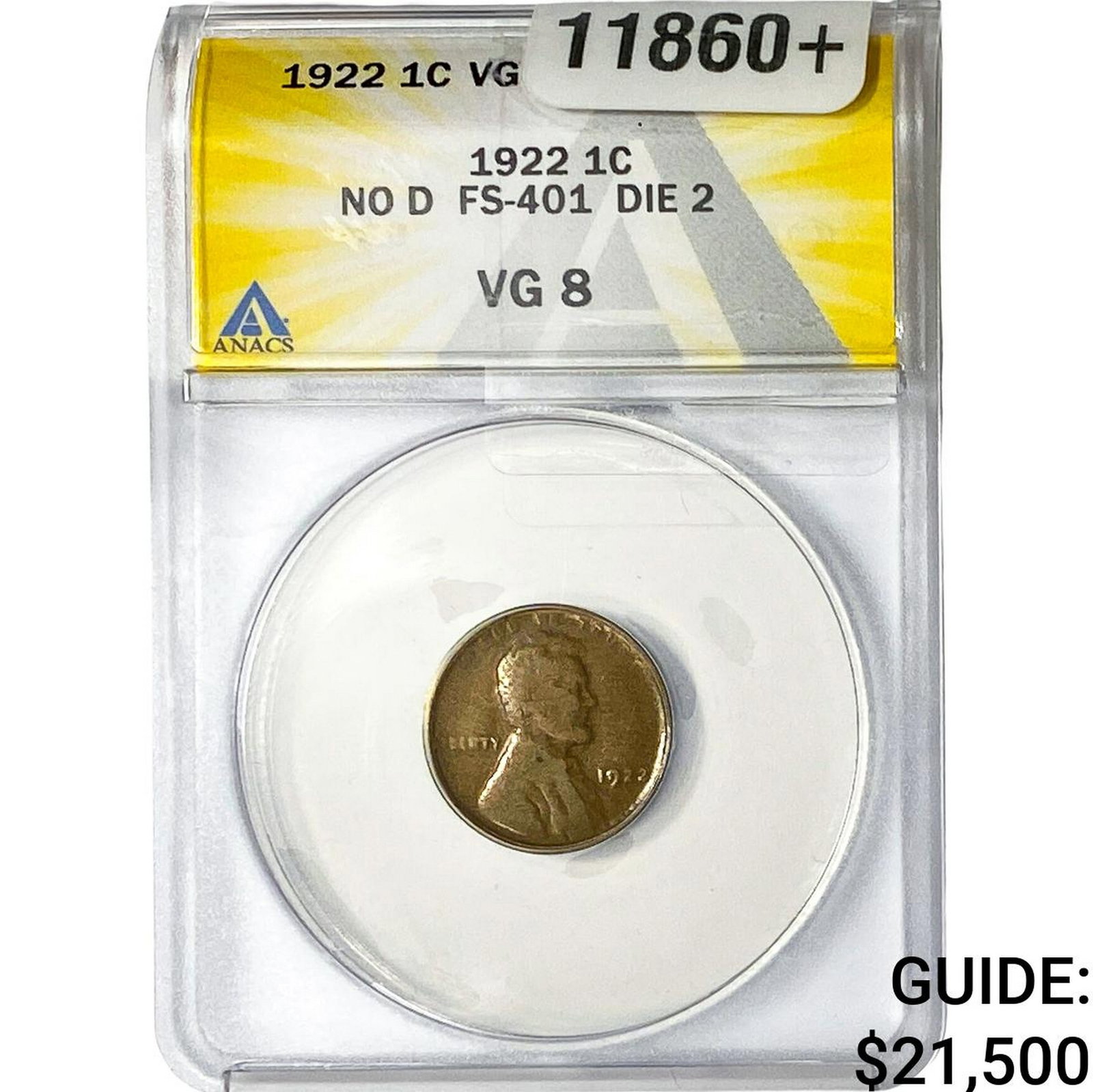 1922 Wheat Cent ANACS VG8 No D FS-401 Die 2 (1 of 4)