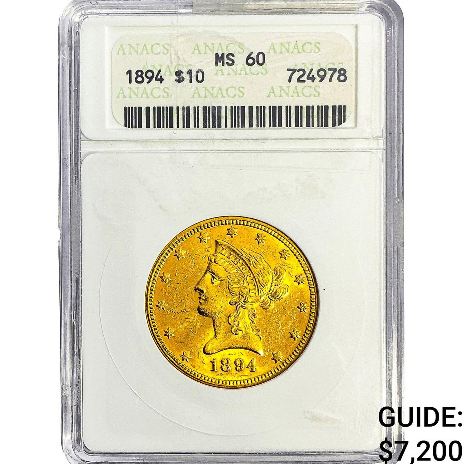 1894 $10 Gold Eagle ANACS MS60: 1894 $10 Gold Eagle ANACS MS60