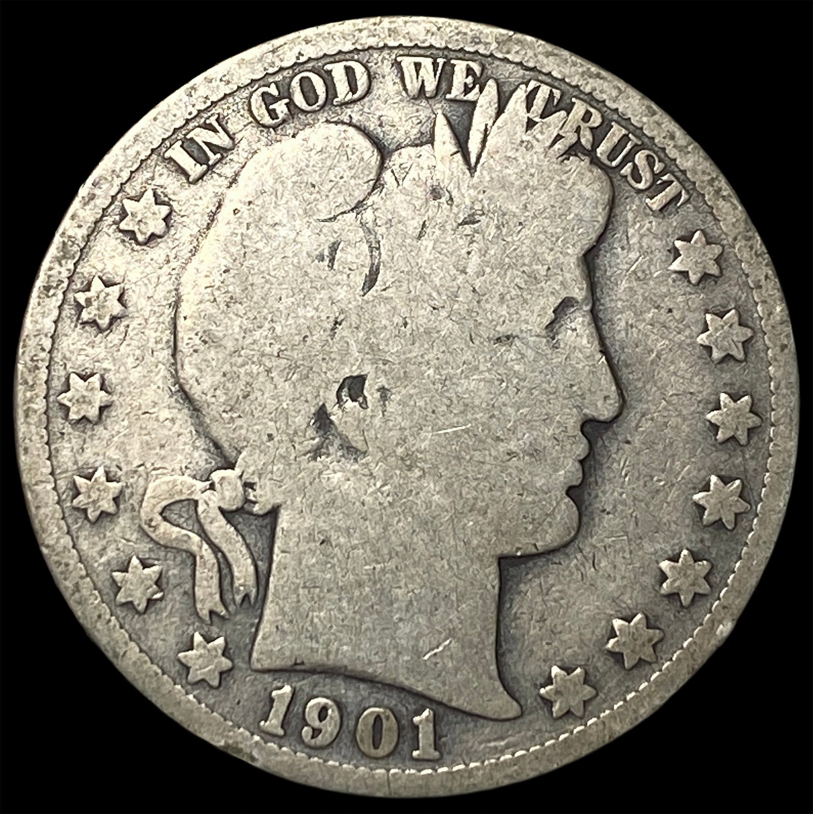 1901-S Silver Barber Half Dollar NICELY CIRCULATED (1 of 2)