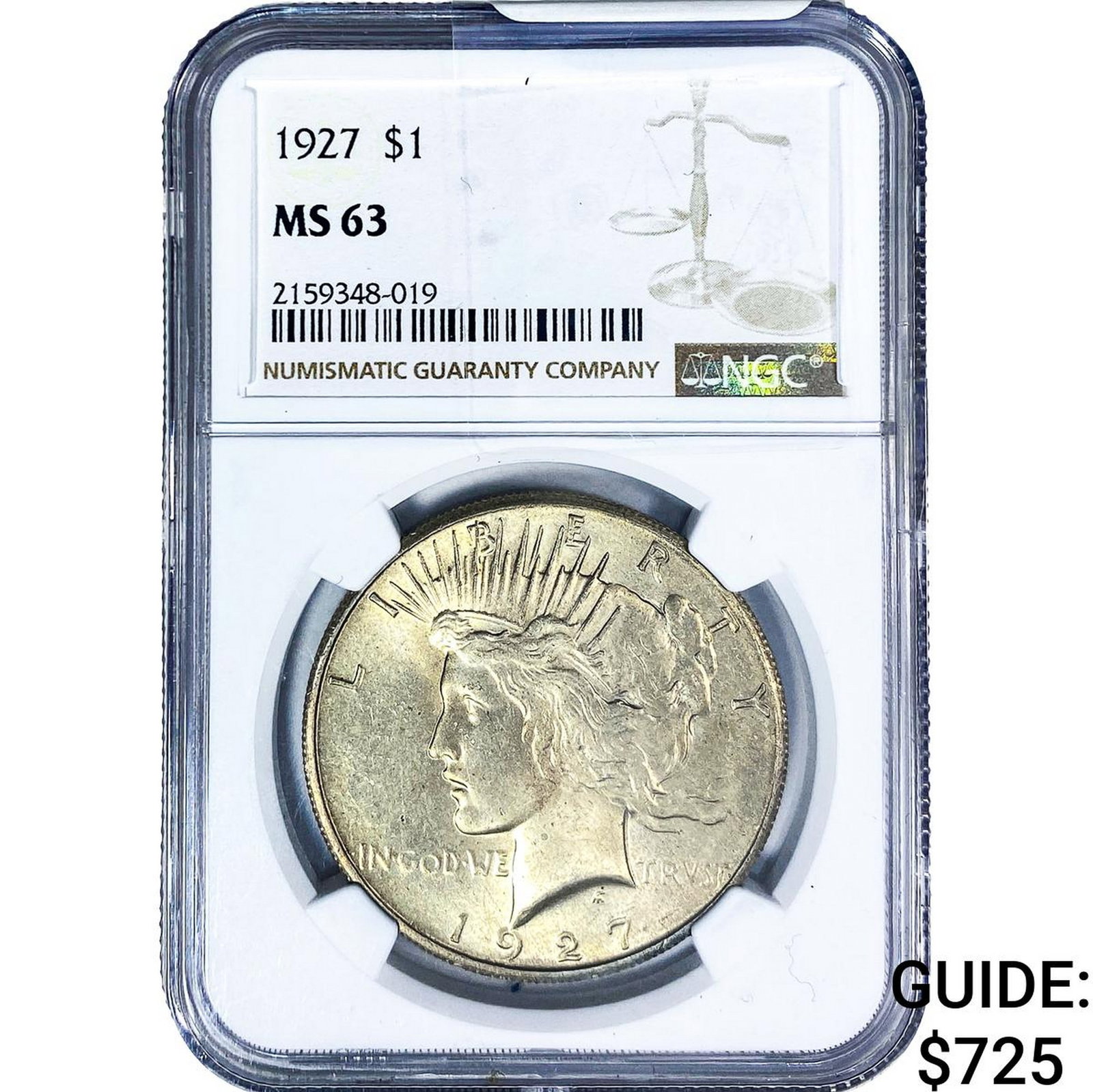 1927 Silver Peace Dollar NGC MS63 (1 of 2)