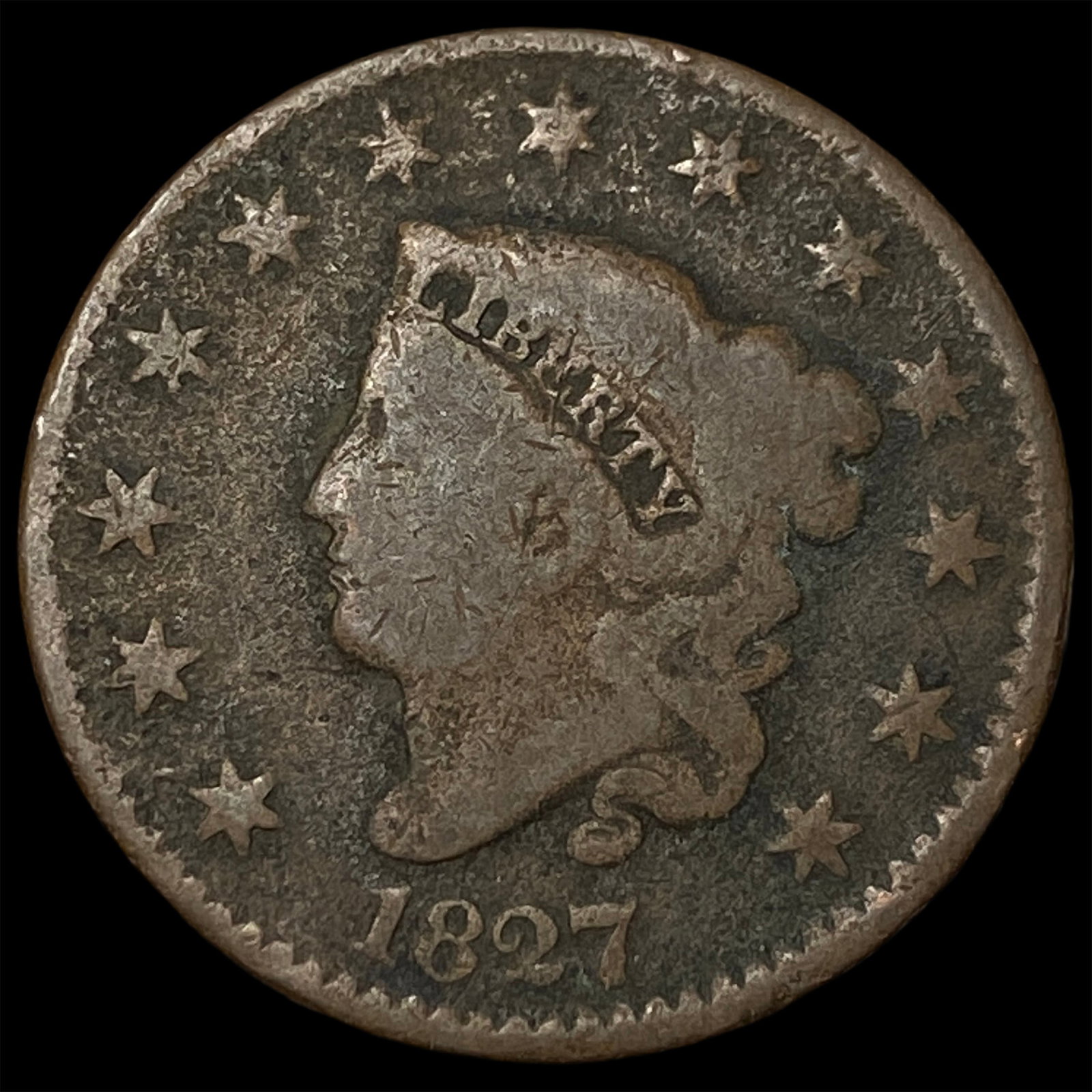 1827 Coronet Head Large Cent NICELY CIRCULATED (1 of 2)