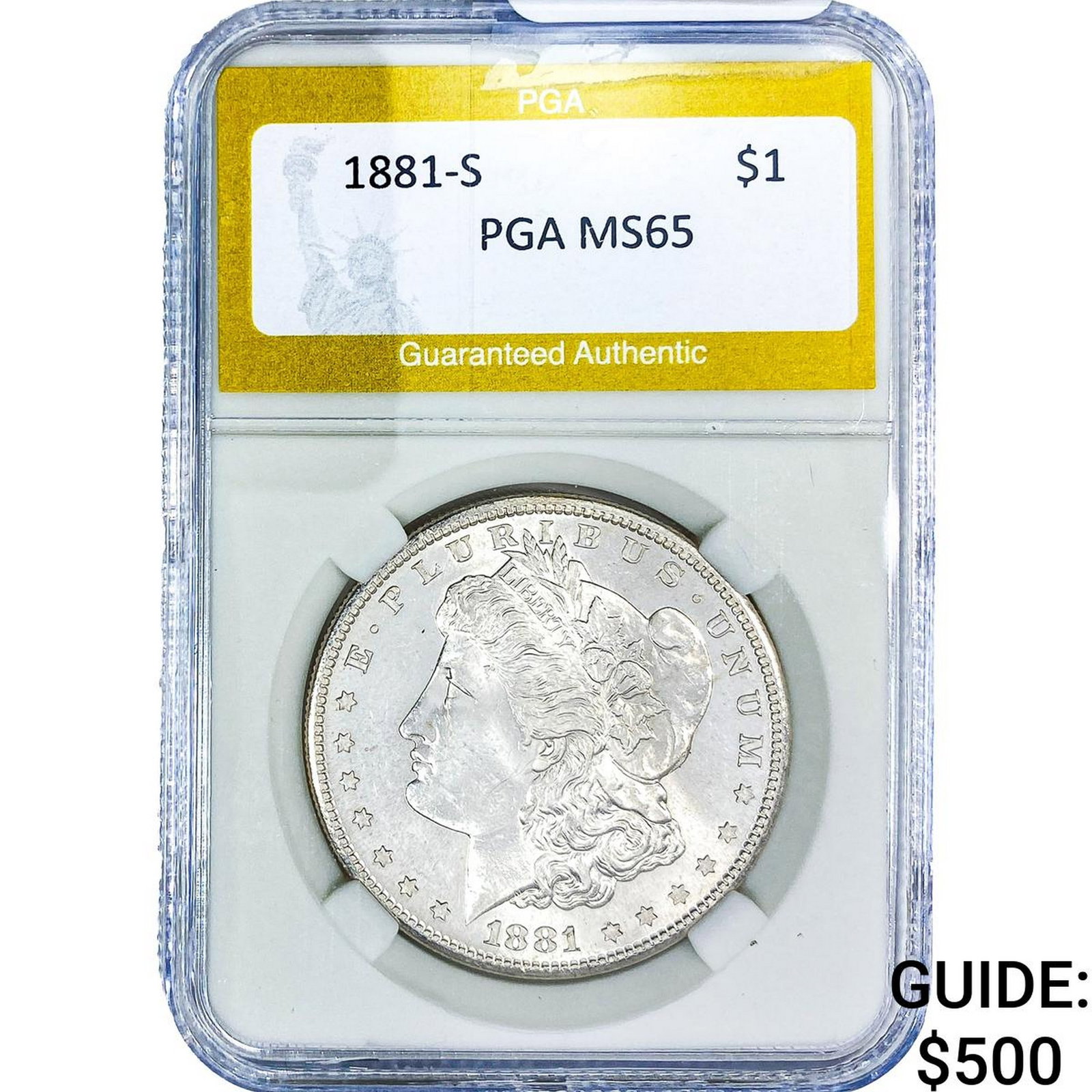 1881-S Morgan Silver Dollar PGA MS65: 1881-S Morgan Silver Dollar PGA MS65
