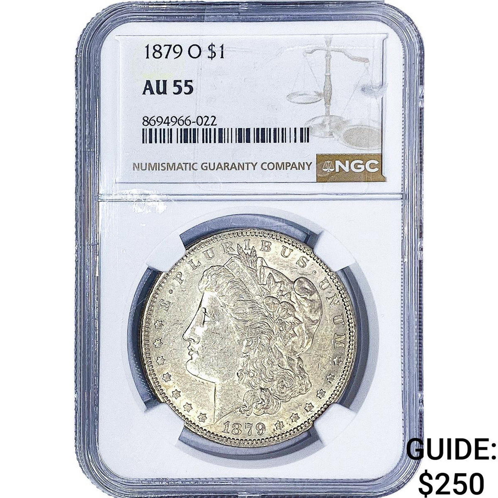 1879-O Morgan Silver Dollar NGC AU55: 1879-O Morgan Silver Dollar NGC AU55