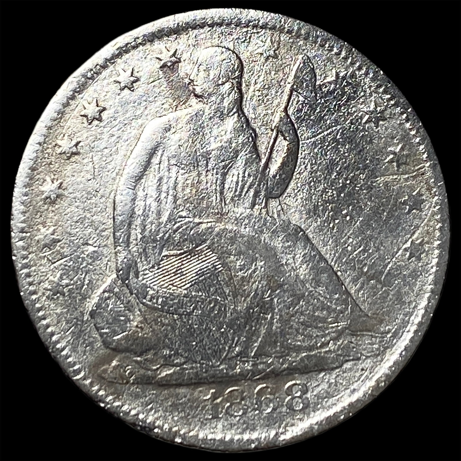1868-S Silver Half Dollar NICELY CIRCULATED: 1868-S Silver Half Dollar NICELY CIRCULATED