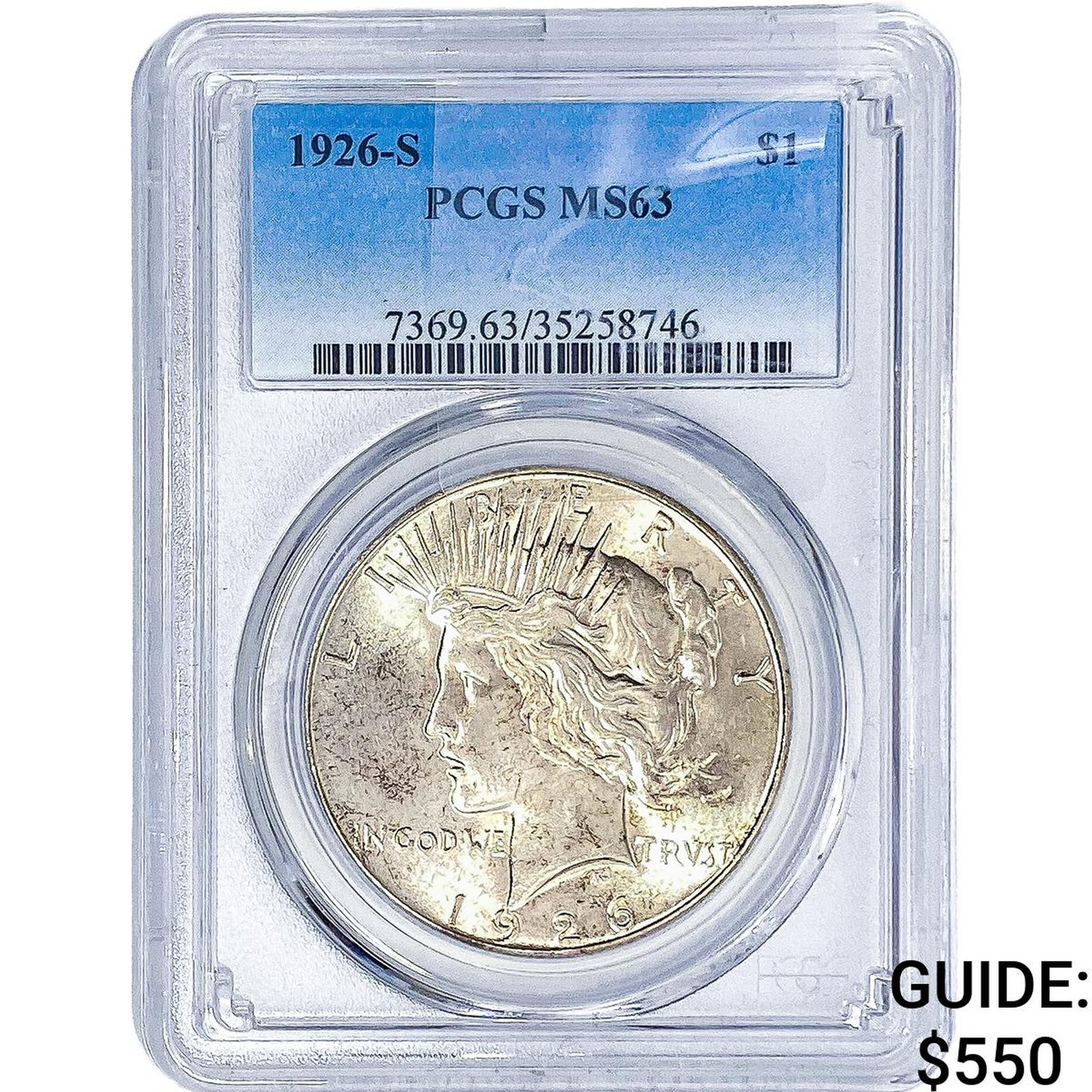 1926-S Silver Peace Dollar PCGS MS63: 1926-S Silver Peace Dollar PCGS MS63