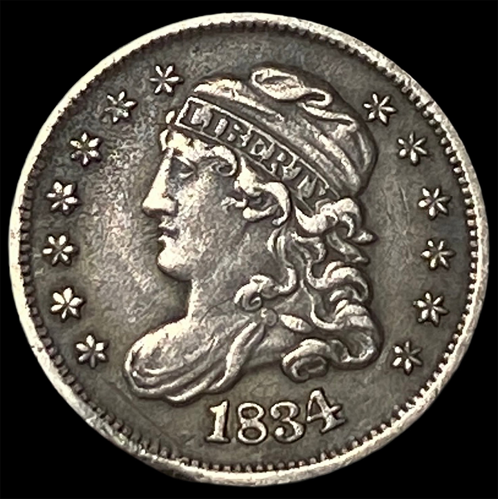 1834 Capped Bust Silver 5 Cents NEARLY UNCIRCULATED: 1834 Capped Bust Silver 5 Cents NEARLY UNCIRCULATED