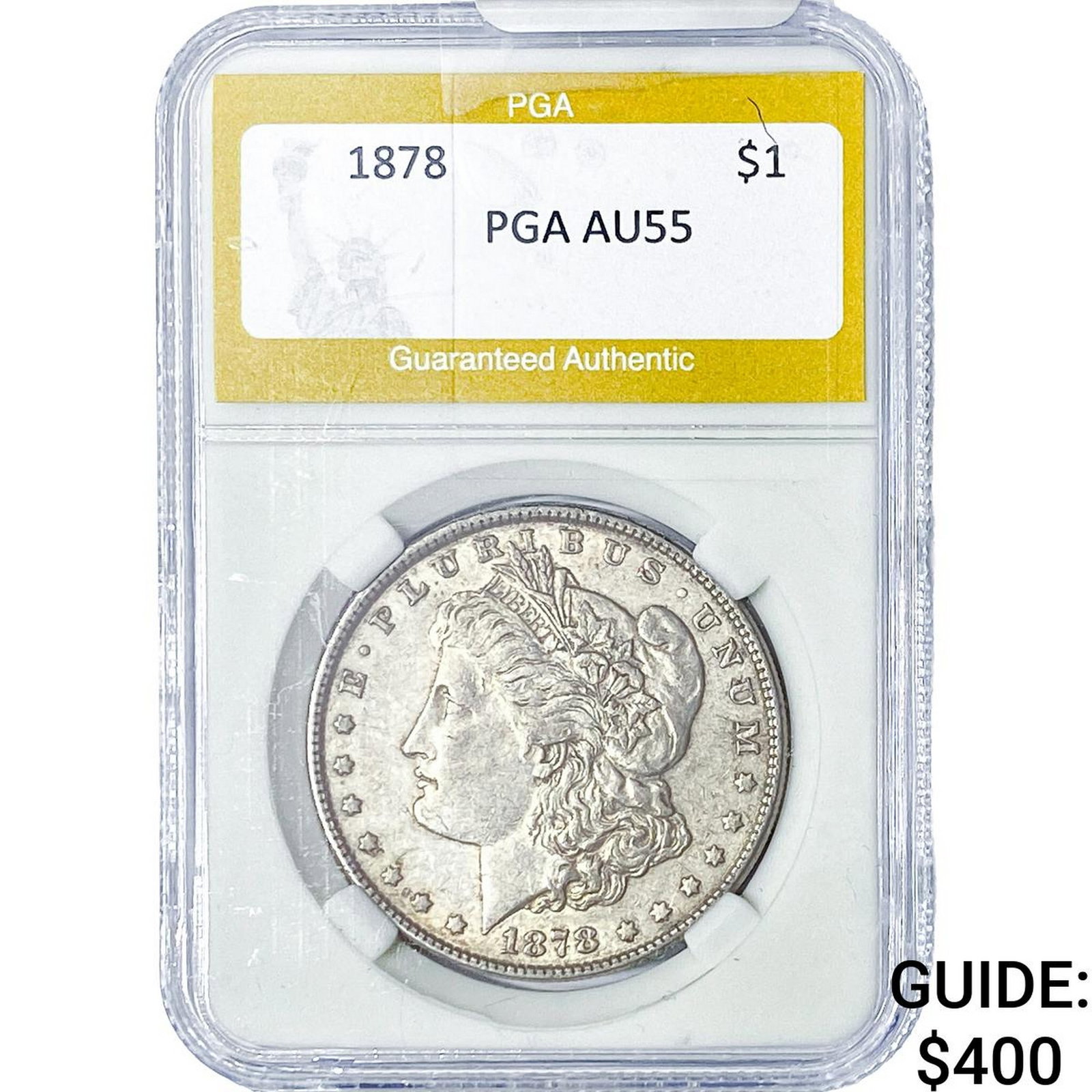 1878 Morgan Silver Dollar PGA AU55: 1878 Morgan Silver Dollar PGA AU55