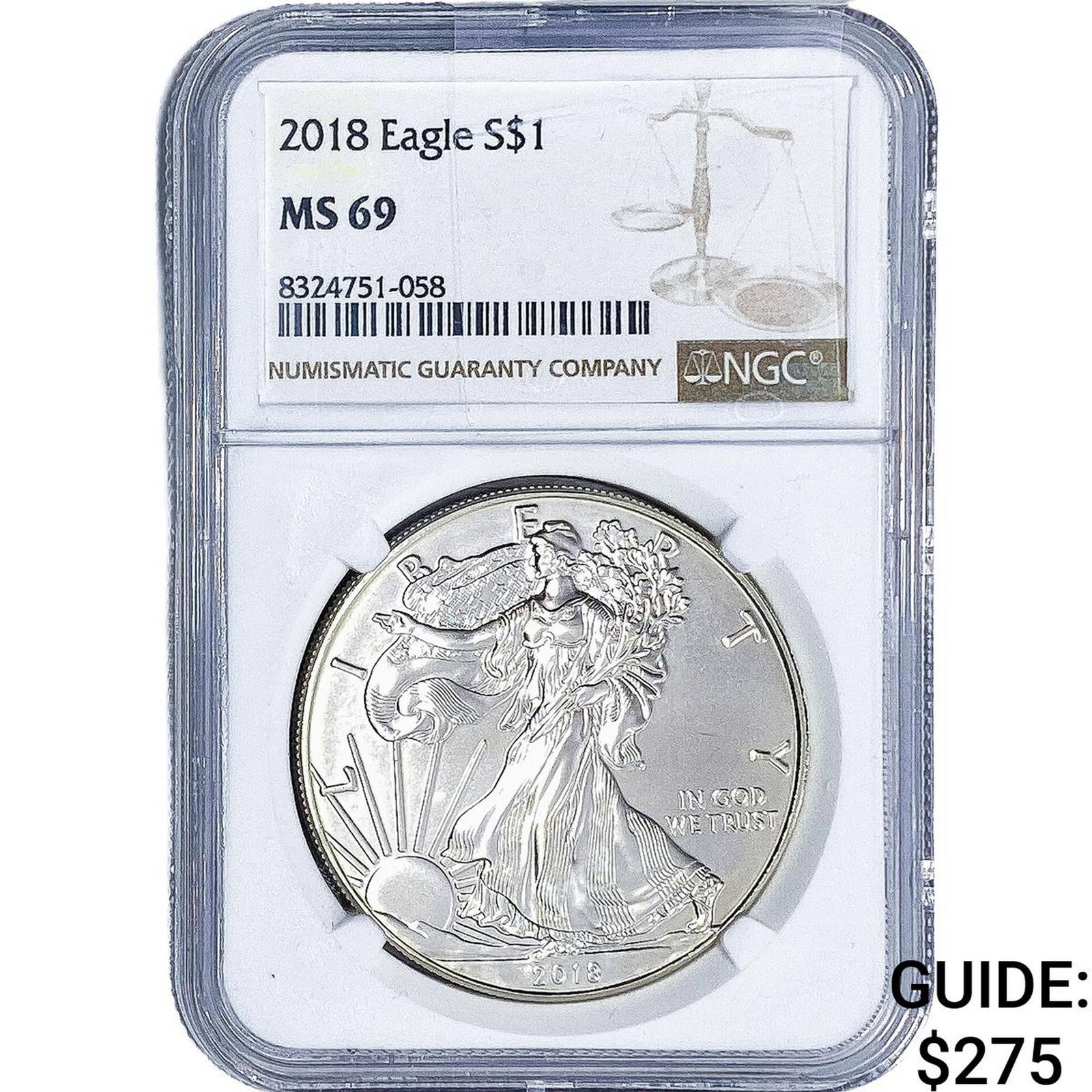 2018 Silver Eagle NGC MS69: 2018 Silver Eagle NGC MS69