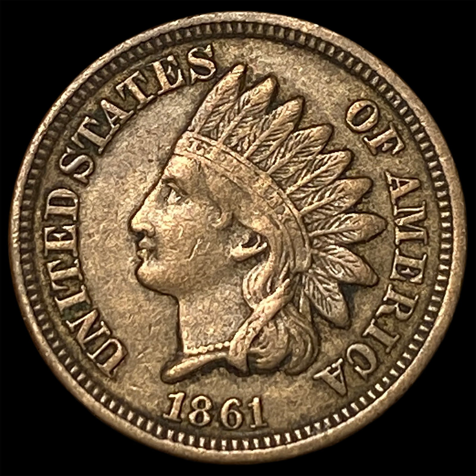 1861 Copper-Nickel Indian Head Cent NEARLY UNCIRCULATED (1 of 2)