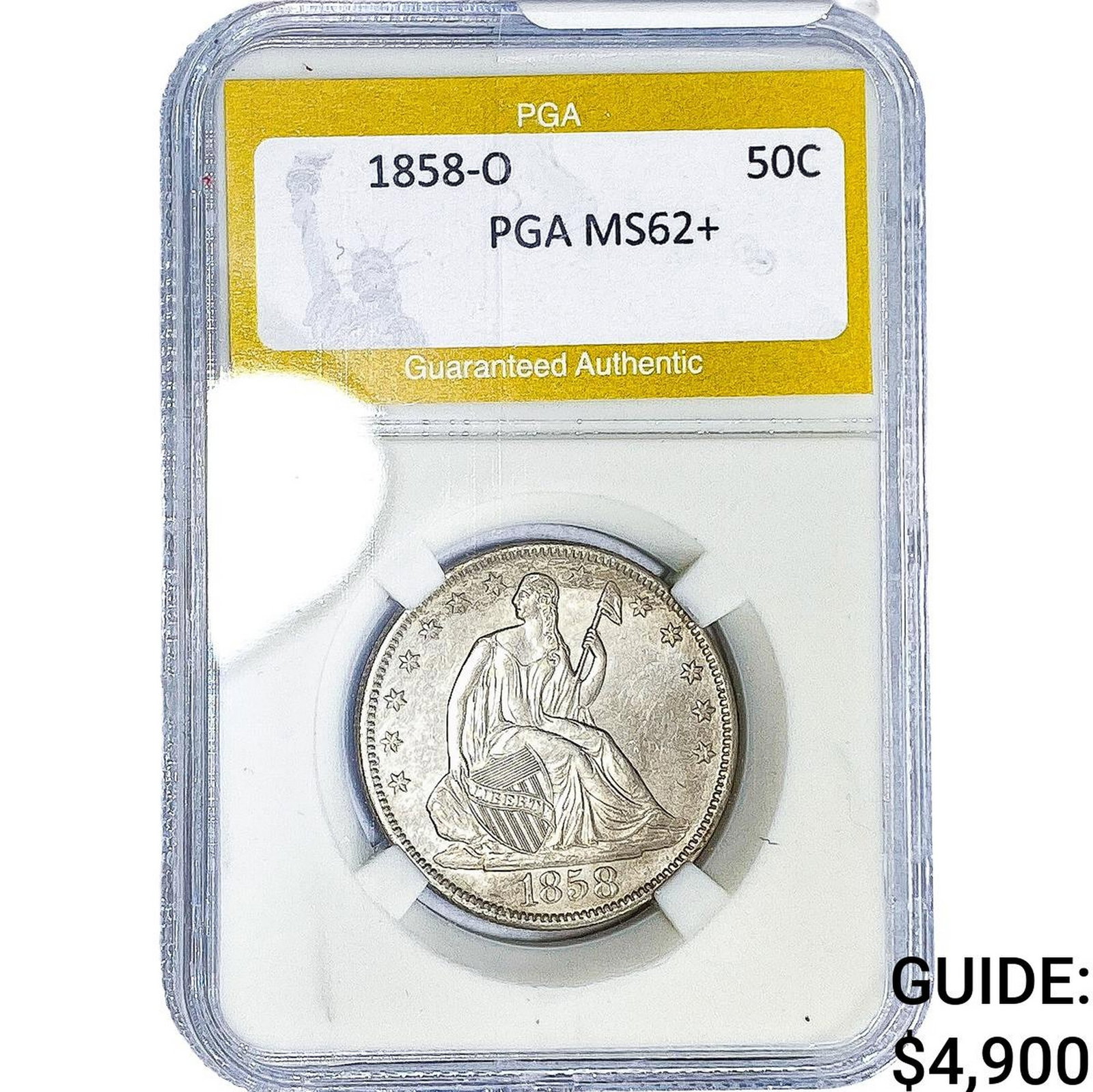 1858-O Seated Liberty Half Dollar PGA MS62+ (1 of 2)