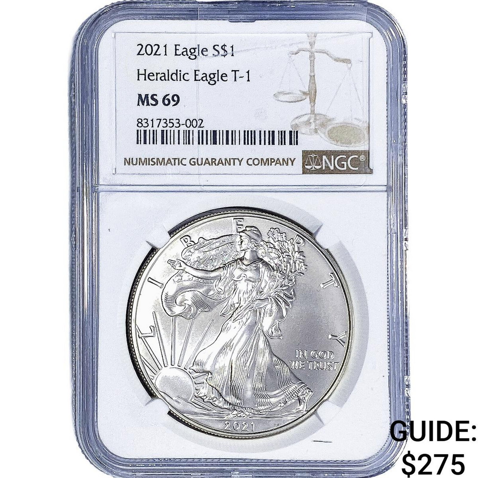 2021 Silver Eagle NGC MS69 Heraldic Eagle T-1: 2021 Silver Eagle NGC MS69 Heraldic Eagle T-1