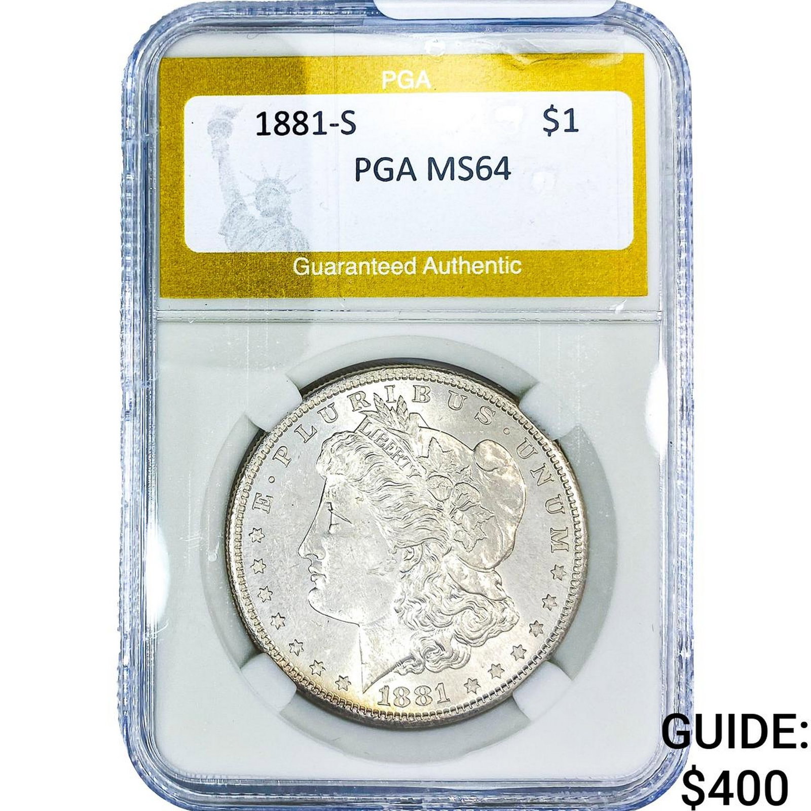 1881-S Morgan Silver Dollar PGA MS64: 1881-S Morgan Silver Dollar PGA MS64