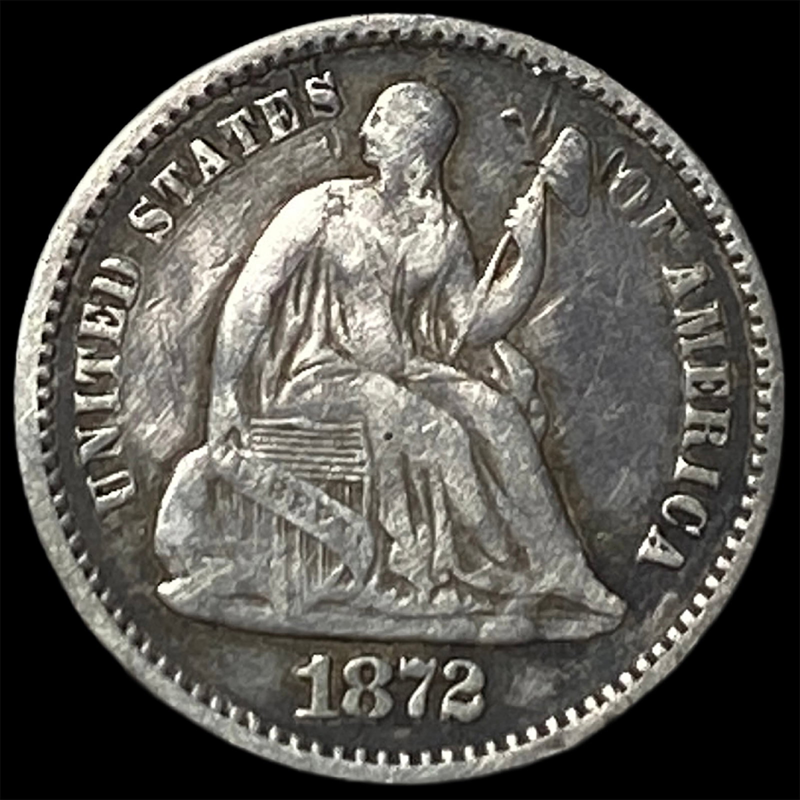 1872 Seated Liberty Half Dime NEARLY UNCIRCULATED: 1872 Seated Liberty Half Dime NEARLY UNCIRCULATED