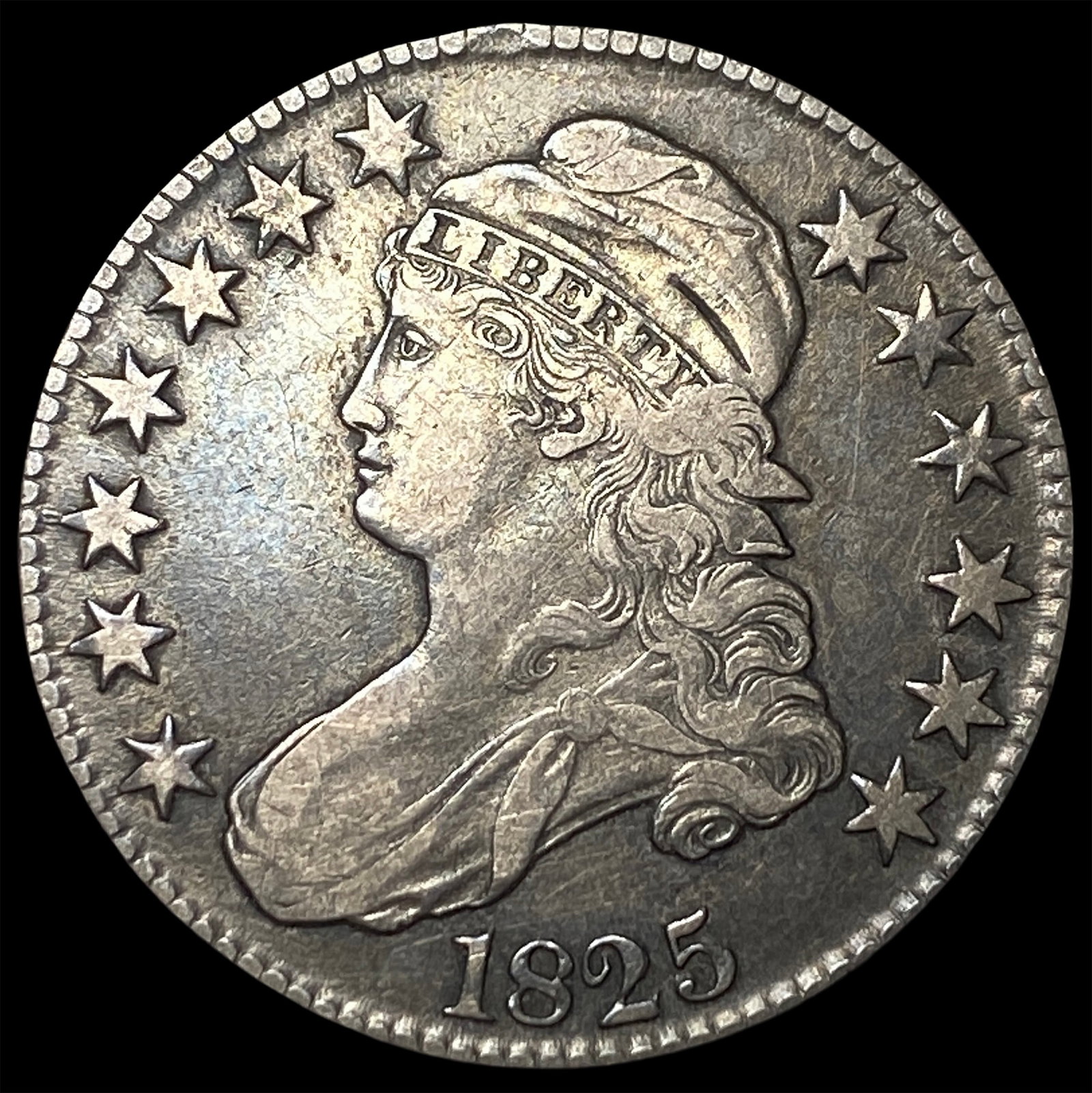 1825 Capped Bust Half Dollar ABOUT UNCIRCULATED: 1825 Capped Bust Half Dollar ABOUT UNCIRCULATED