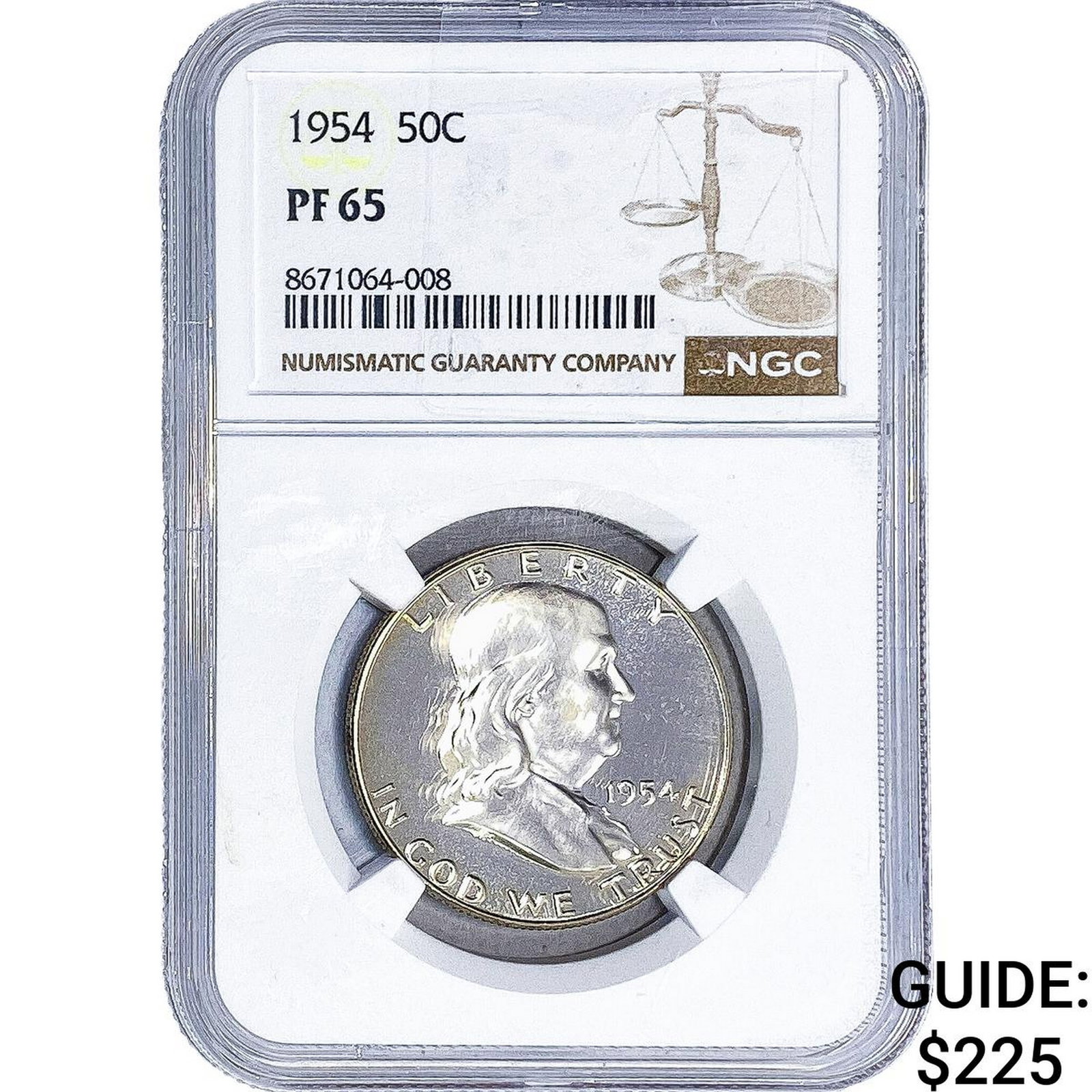 1954 Franklin Half Dollar NGC PF65: 1954 Franklin Half Dollar NGC PF65
