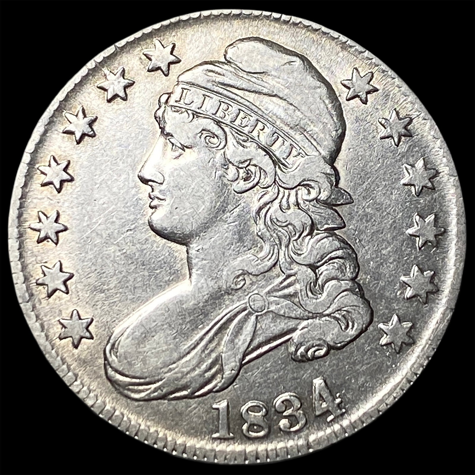 1834 Capped Bust Half Dollar CLOSELY UNCIRCULATED: 1834 Capped Bust Half Dollar CLOSELY UNCIRCULATED