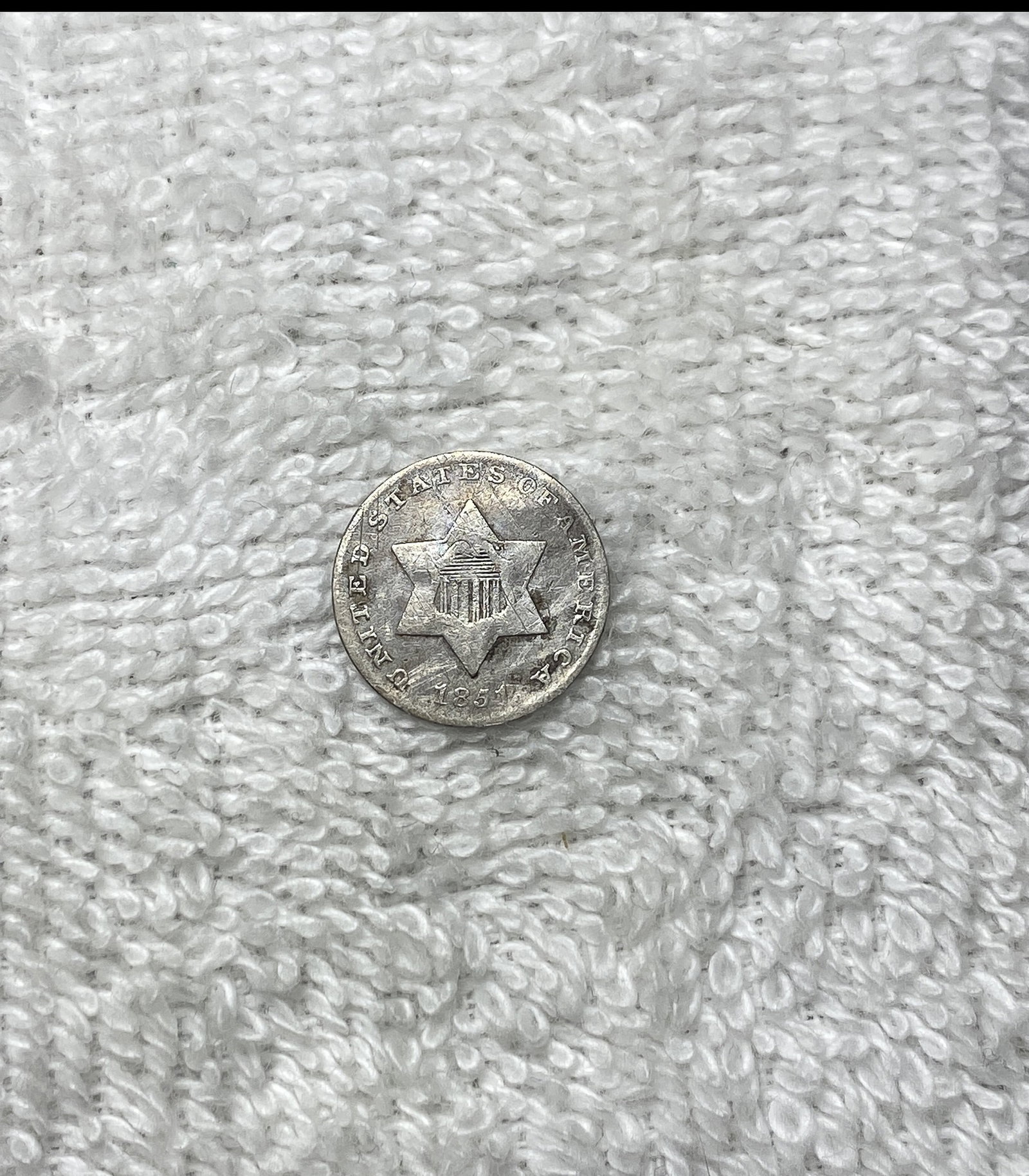 1851 Silver Three-Cent Piece LIGHTLY CIRCULATED: 1851 Silver Three-Cent Piece LIGHTLY CIRCULATED