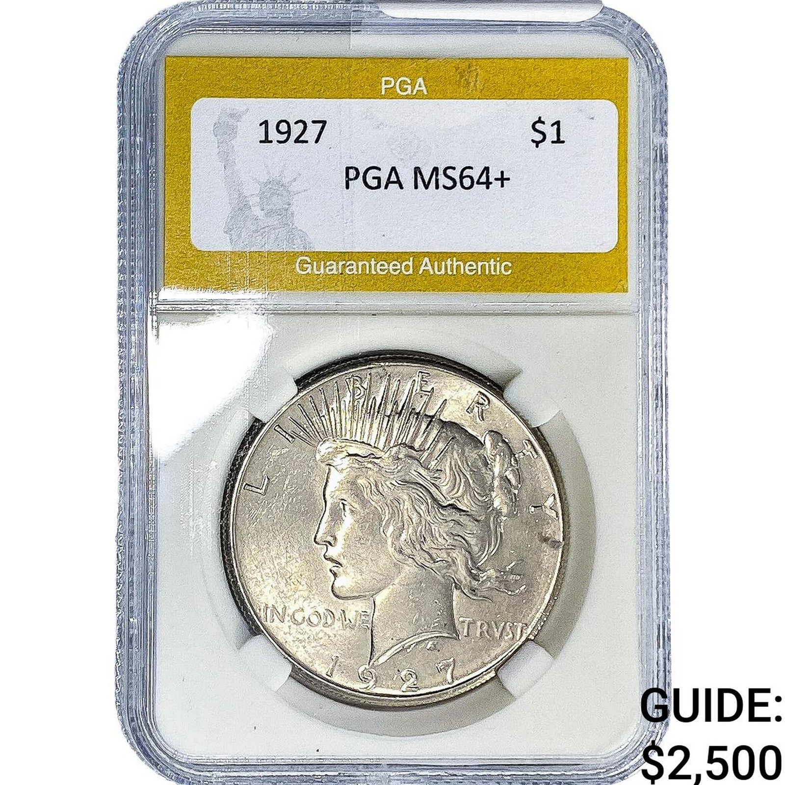 1927 Silver Peace Dollar PGA MS64+: 1927 Silver Peace Dollar PGA MS64+
