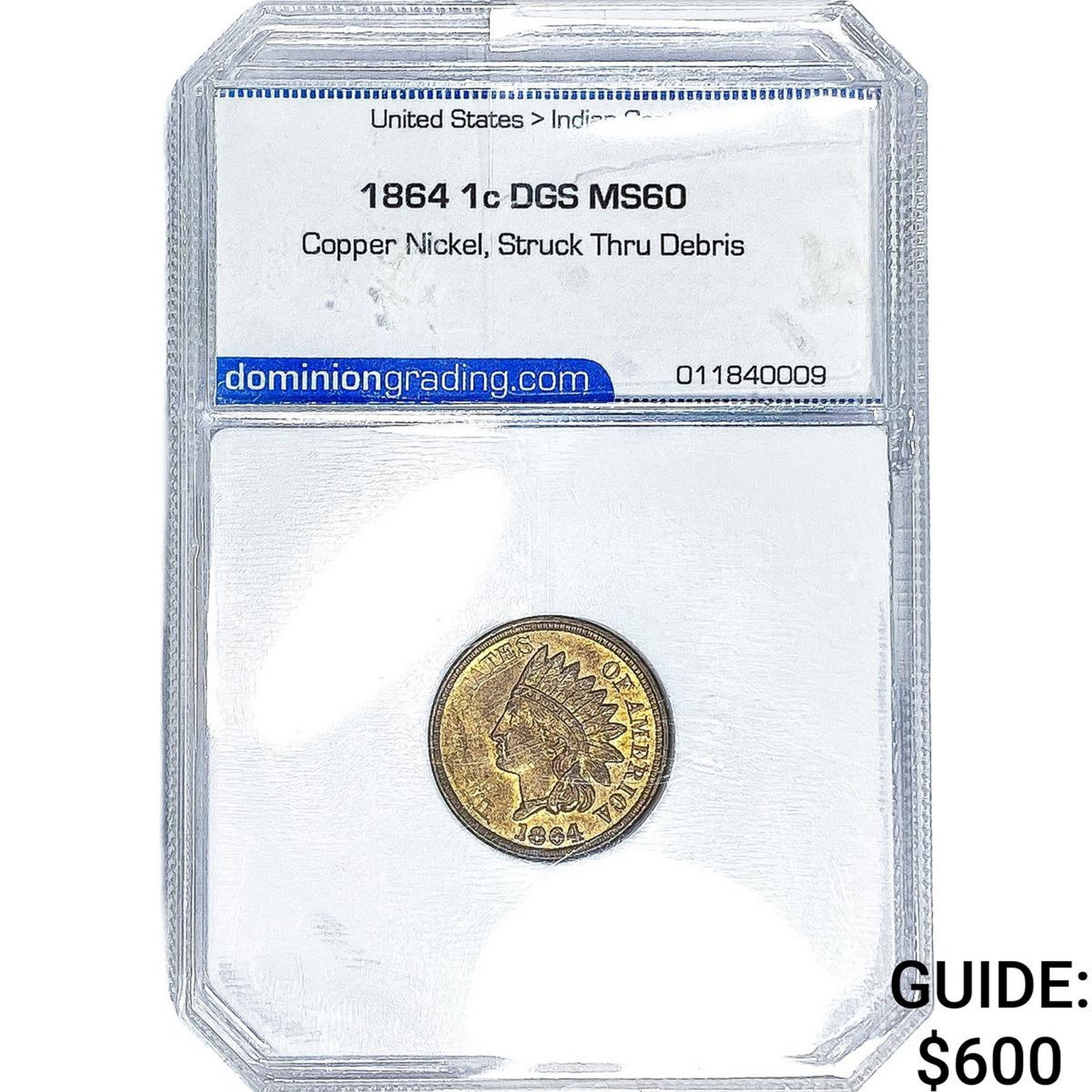 1864 Indian Head Cent DGS MS60 (1 of 2)