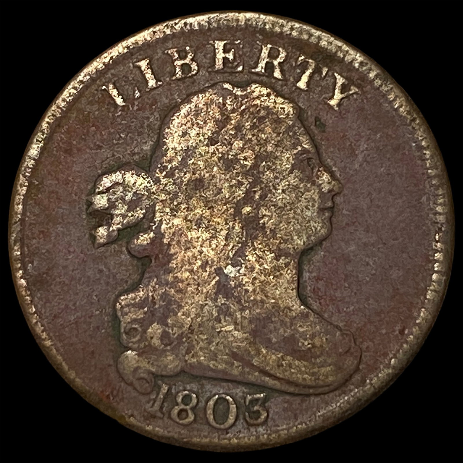 1803 Draped Bust Half Cent NICELY CIRCULATED: 1803 Draped Bust Half Cent NICELY CIRCULATED