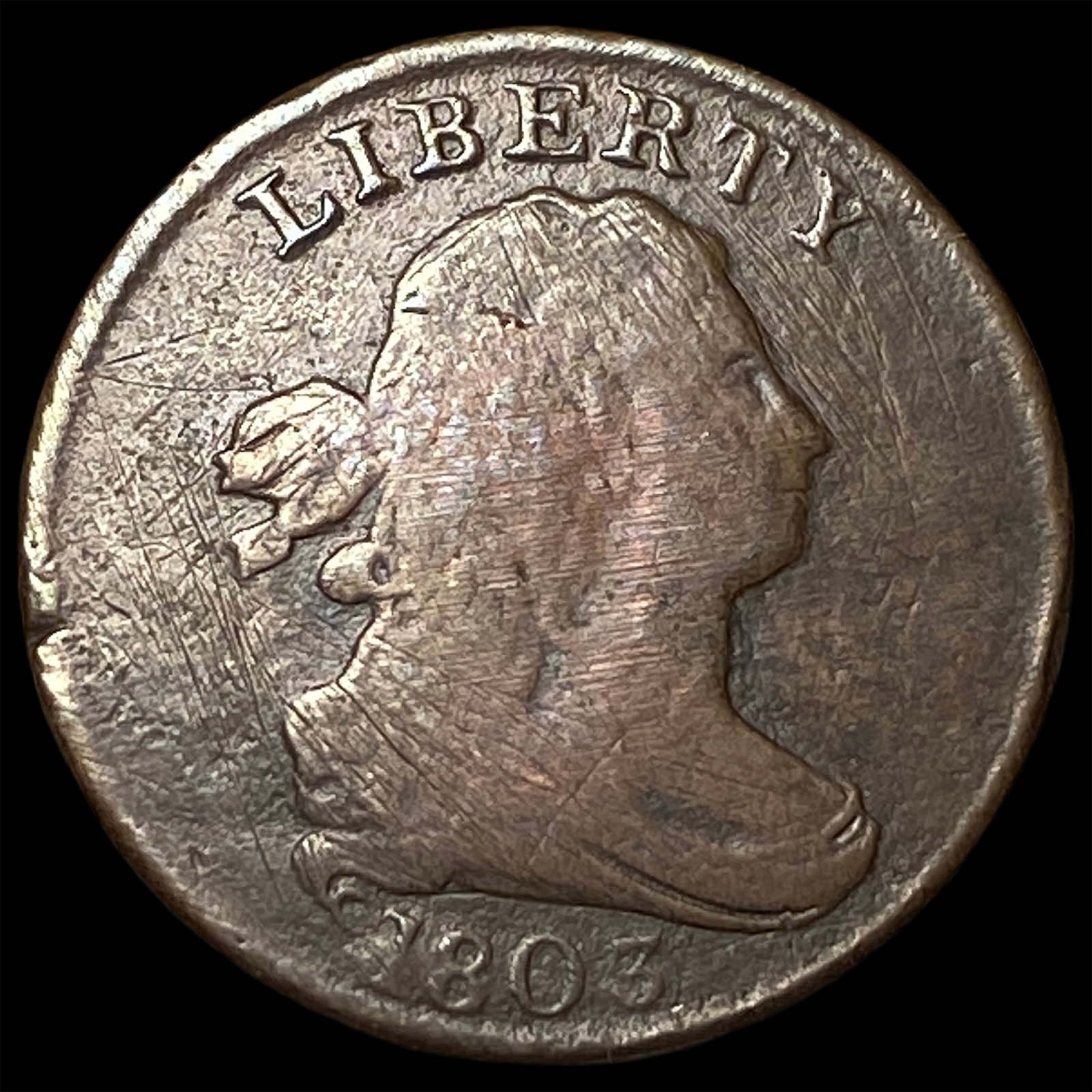 1803 Draped Bust Half Cent NICELY CIRCULATED: 1803 Draped Bust Half Cent NICELY CIRCULATED