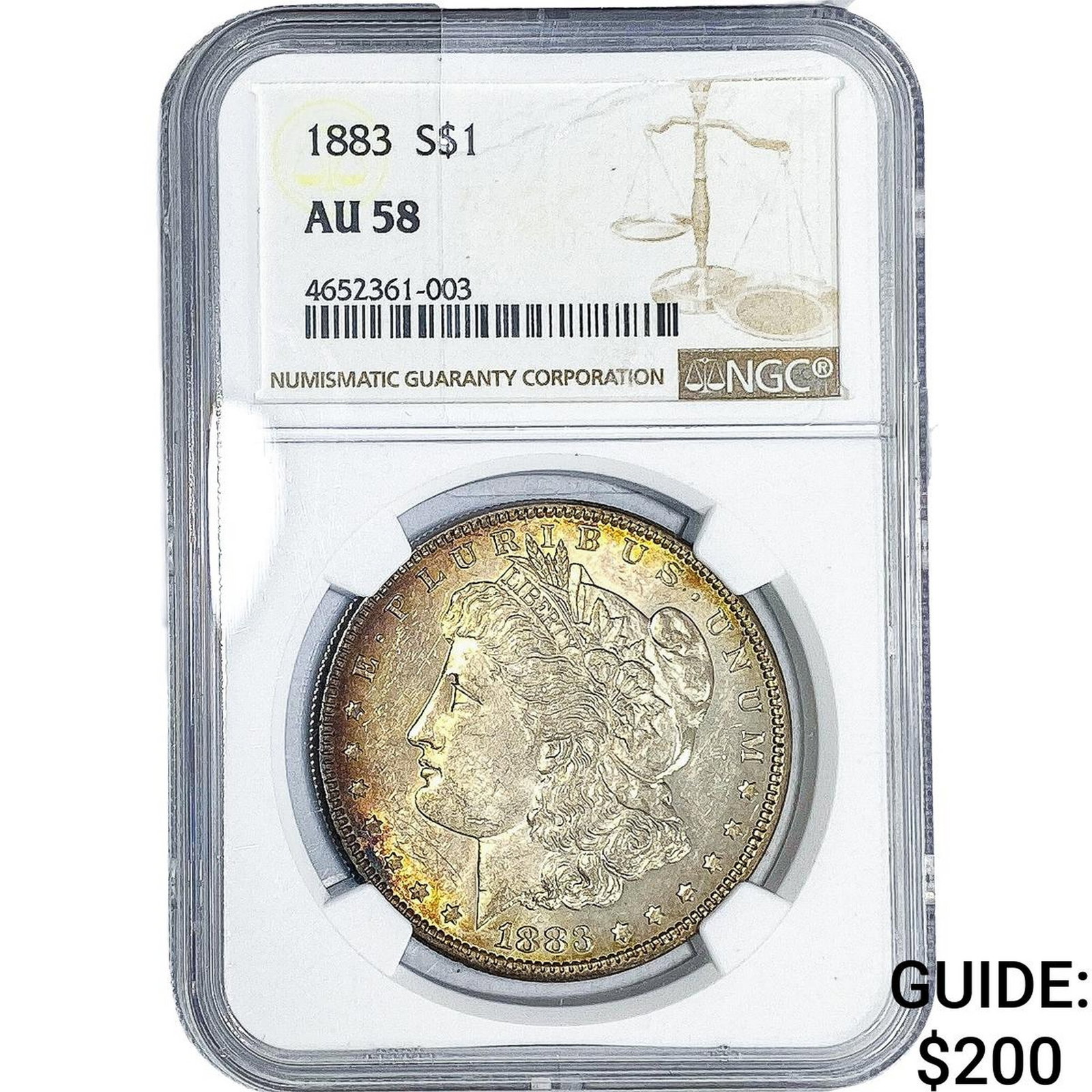 1883 Morgan Silver Dollar NGC AU58: 1883 Morgan Silver Dollar NGC AU58