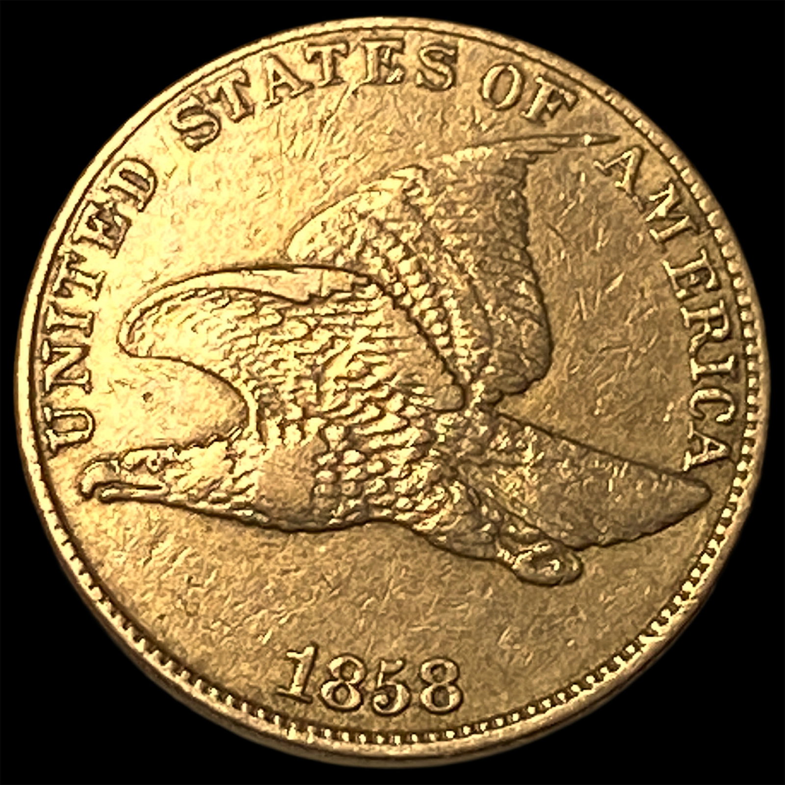 1858 Copper-Nickel Flying Eagle Cent CLOSELY UNCIRCULATED: 1858 Copper-Nickel Flying Eagle Cent CLOSELY UNCIRCULATED
