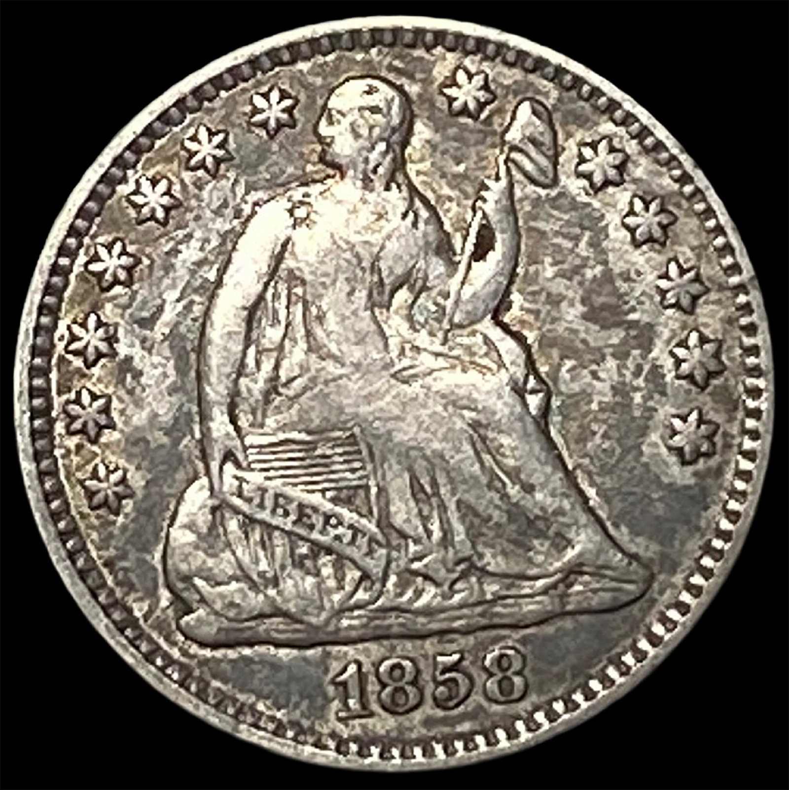 1858 Seated Liberty Half Dime NEARLY UNCIRCULATED (1 of 2)
