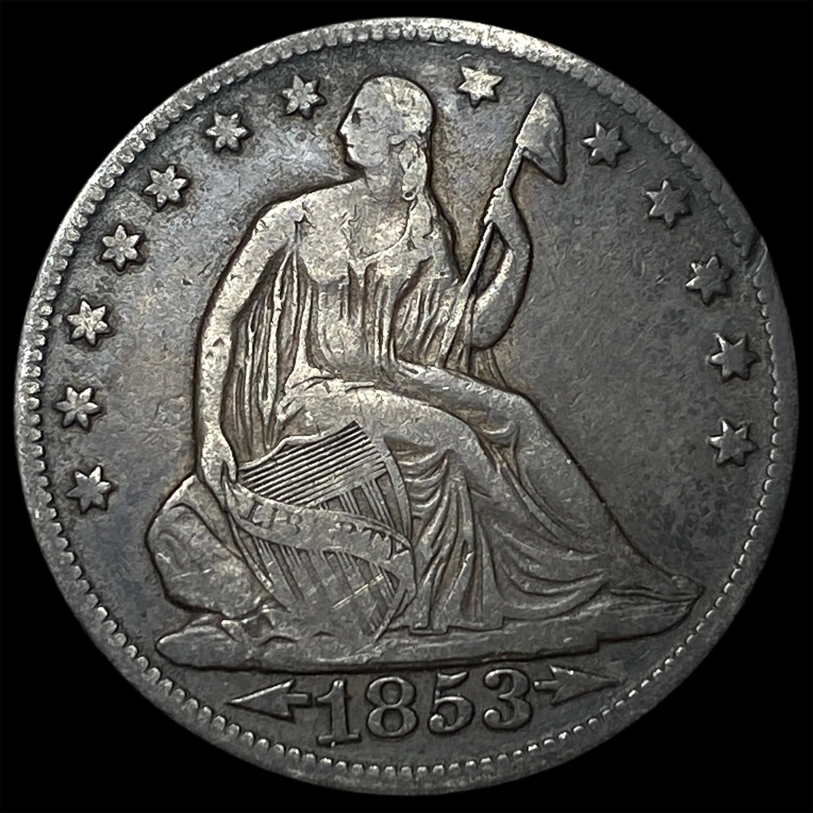 1853-O Silver Seated Liberty Half Dollar NEARLY UNCIRCULATED (1 of 2)