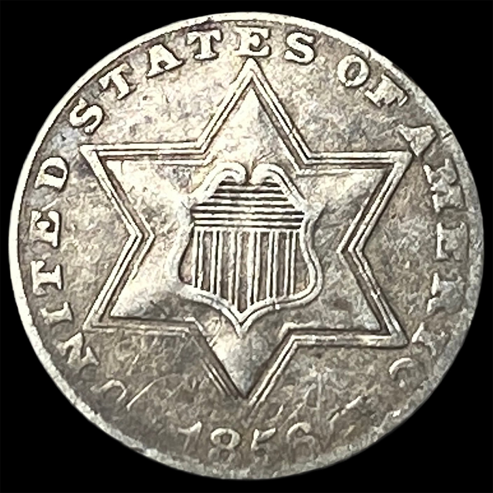 1856 Silver Three-Cent Piece NEARLY UNCIRCULATED (1 of 2)