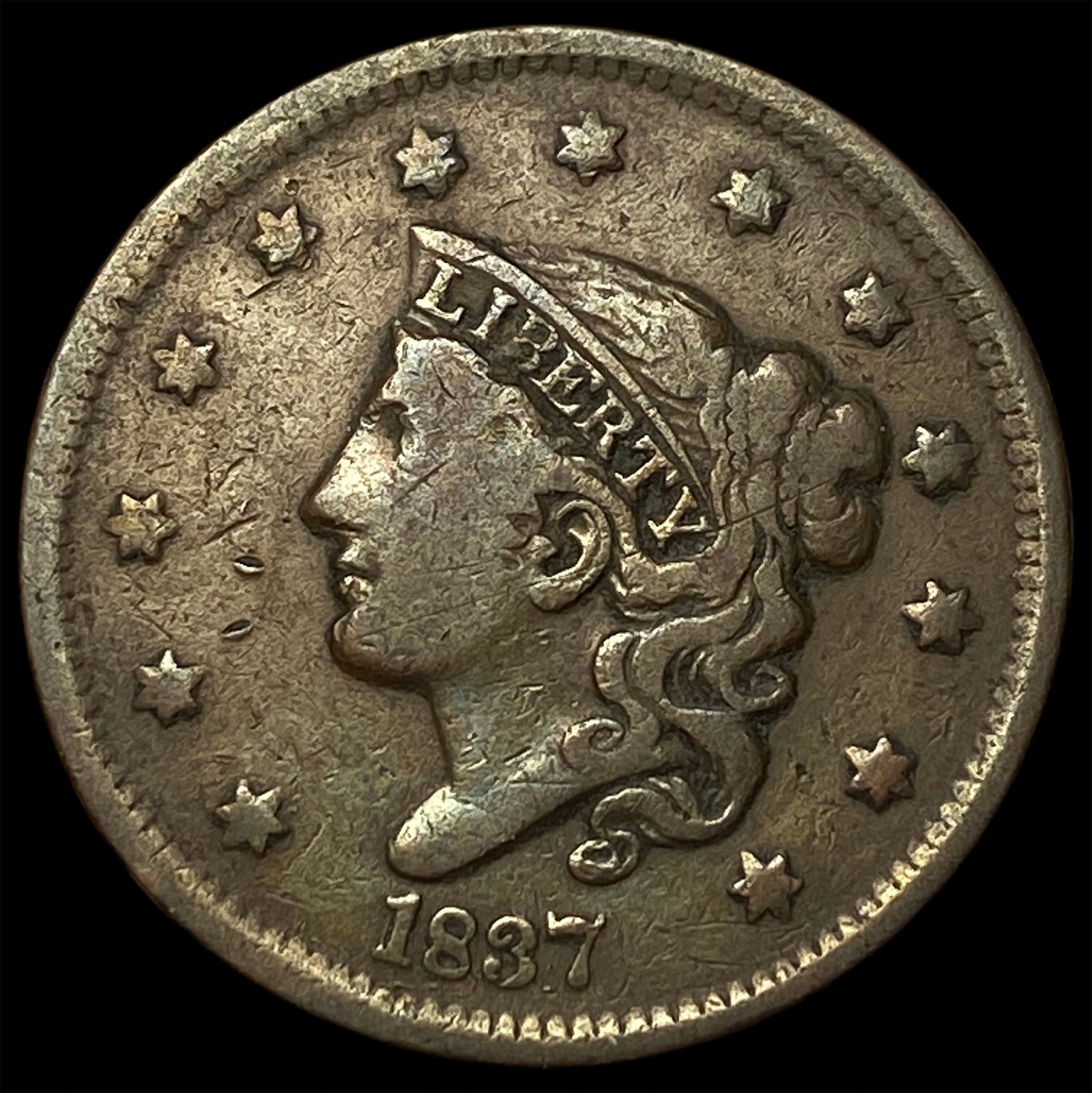 1837 Coronet Head Large Cent LIGHTLY CIRCULATED (1 of 2)