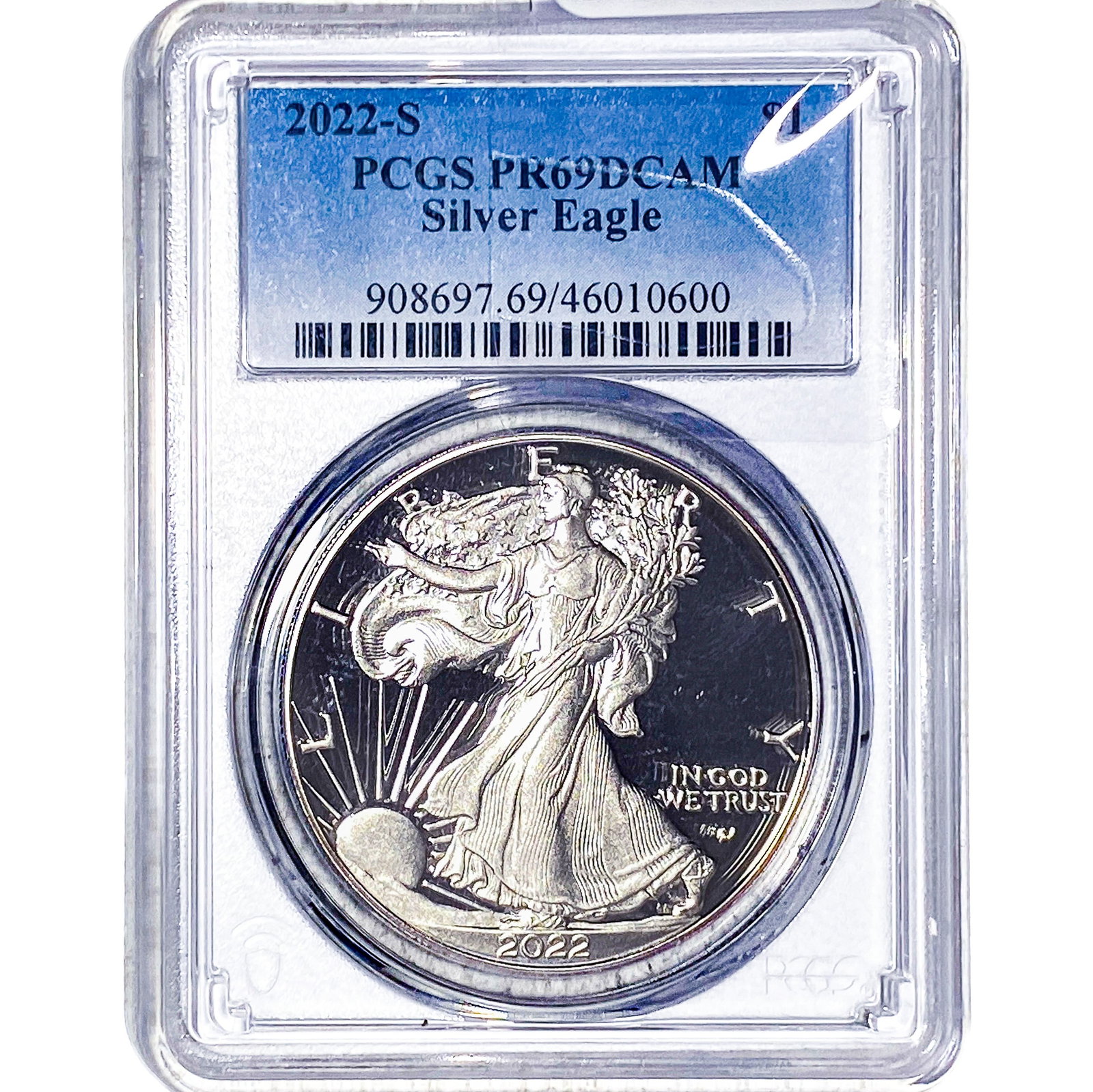 2022-S Silver Eagle PCGS PR69 DCAM: 2022-S Silver Eagle PCGS PR69 DCAM