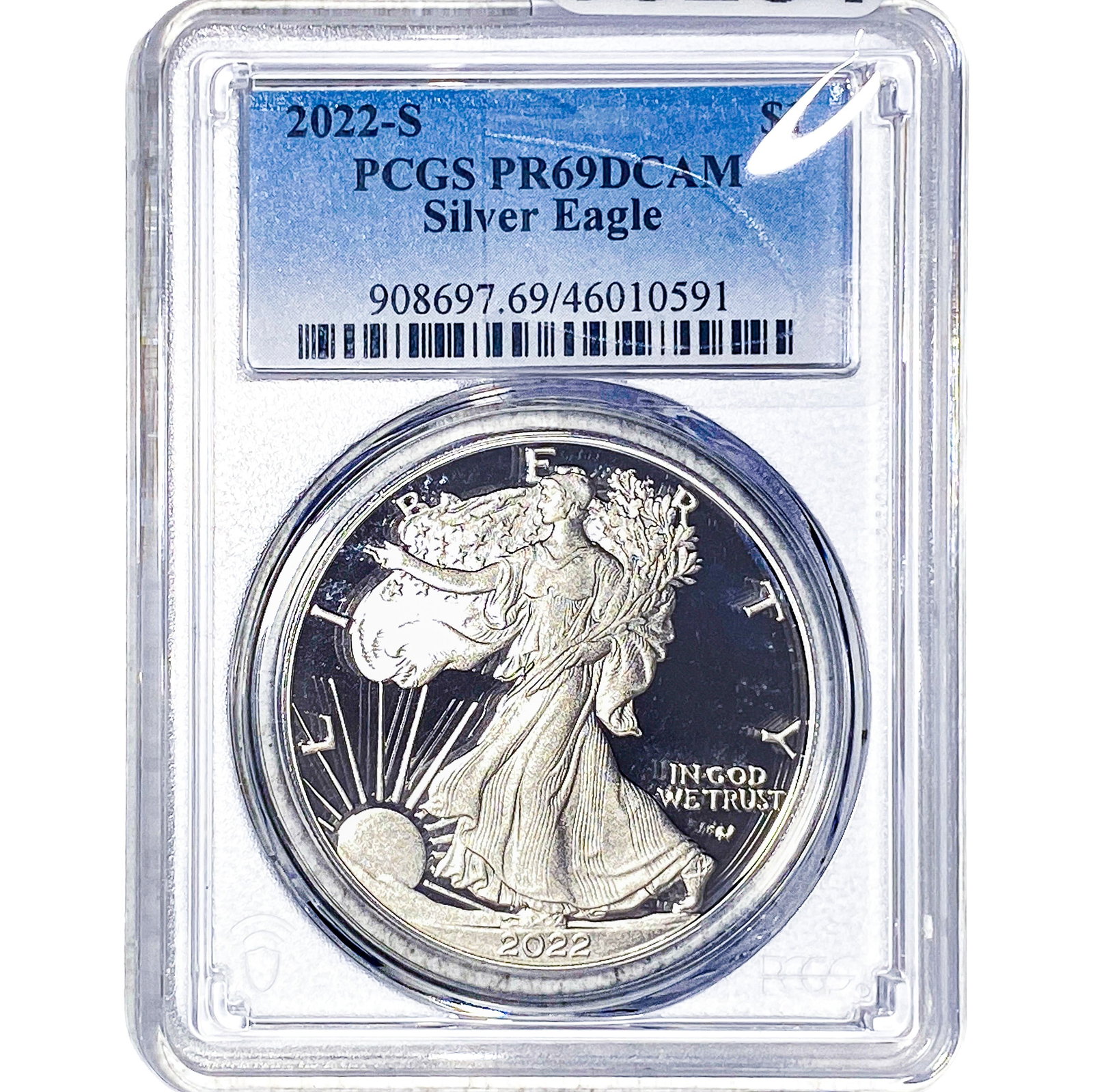 2022-S Silver Eagle PCGS PR69 DCAM: 2022-S Silver Eagle PCGS PR69 DCAM