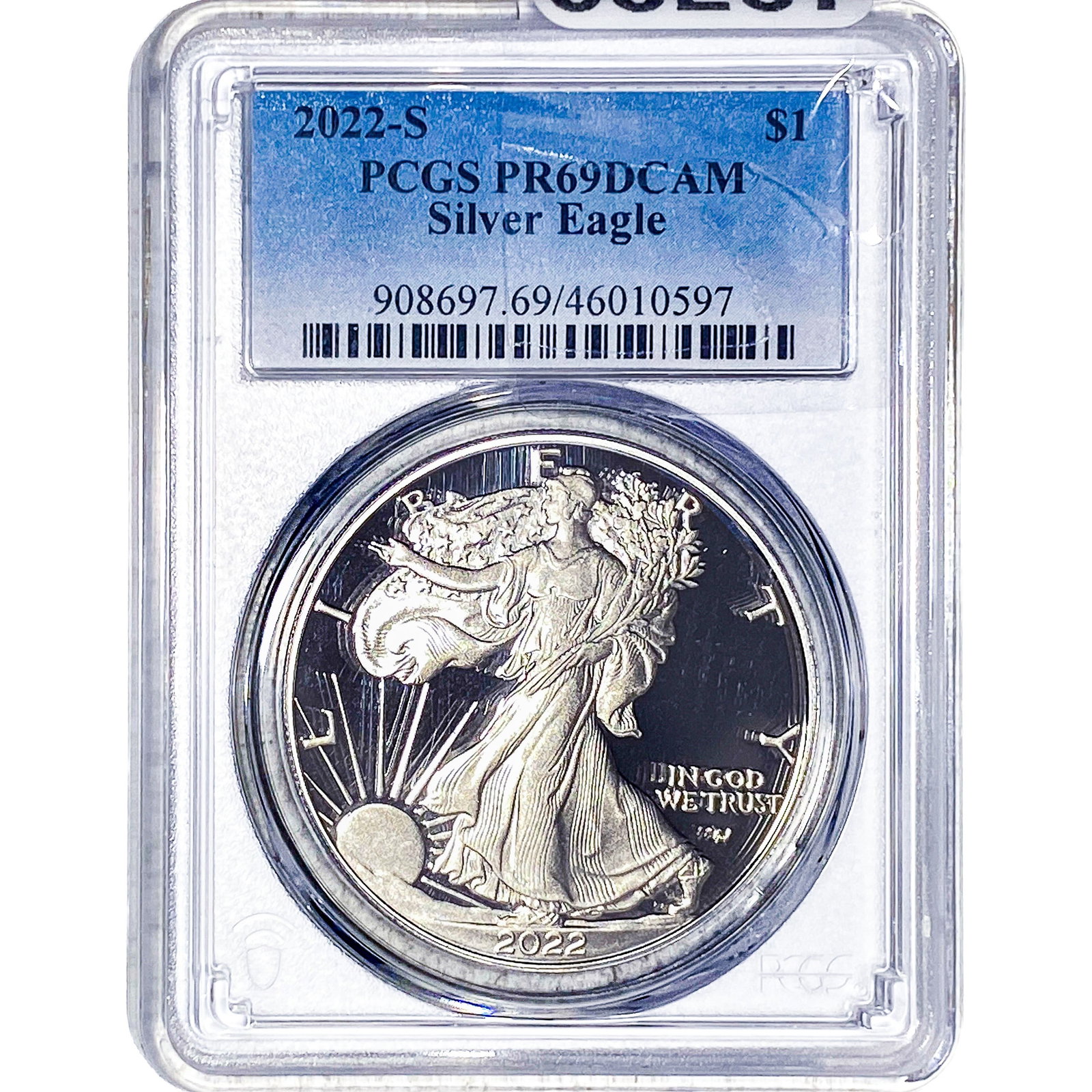 2022-S Silver Eagle PCGS PR69 DCAM: 2022-S Silver Eagle PCGS PR69 DCAM