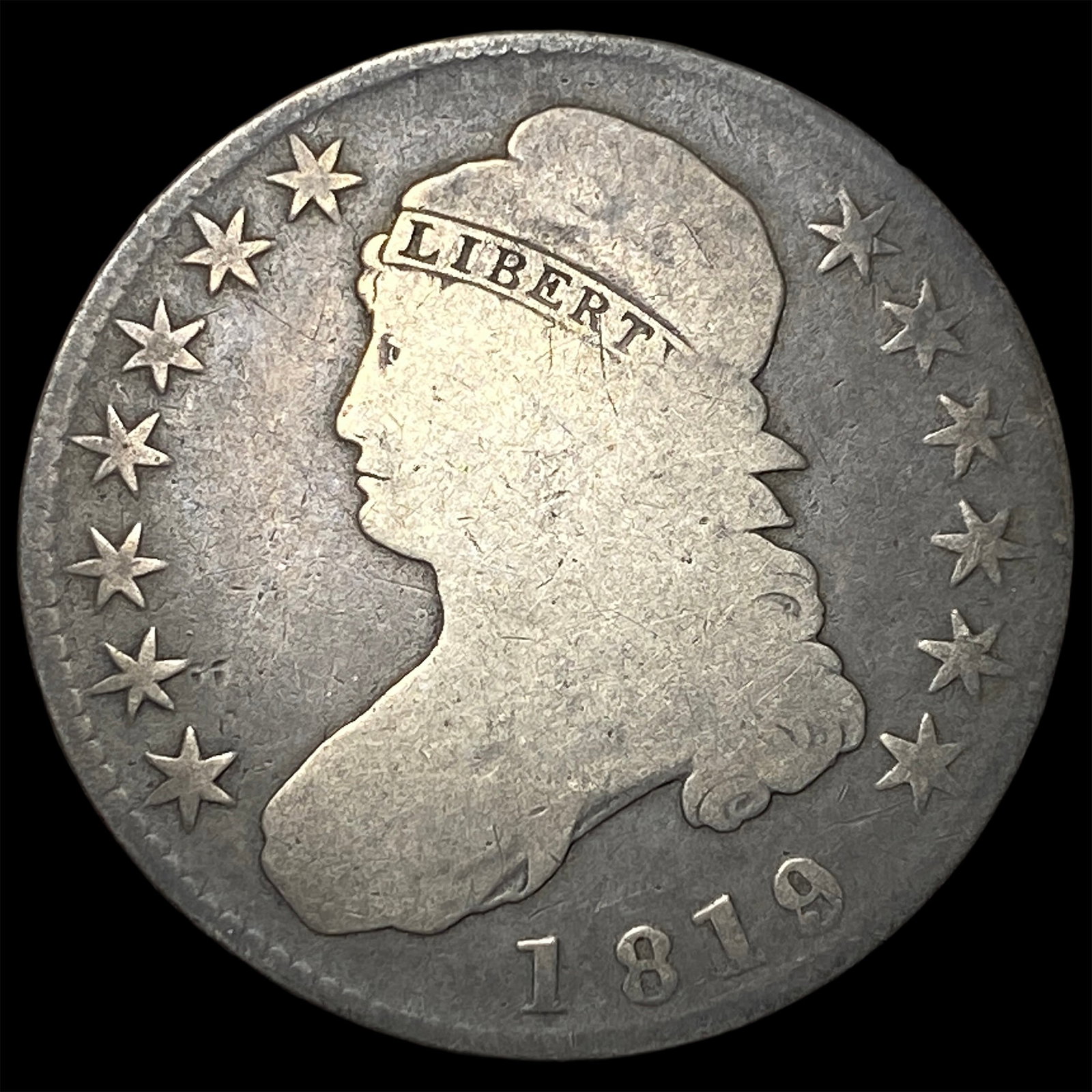 1819 Capped Bust Half Dollar NICELY CIRCULATED: 1819 Capped Bust Half Dollar NICELY CIRCULATED