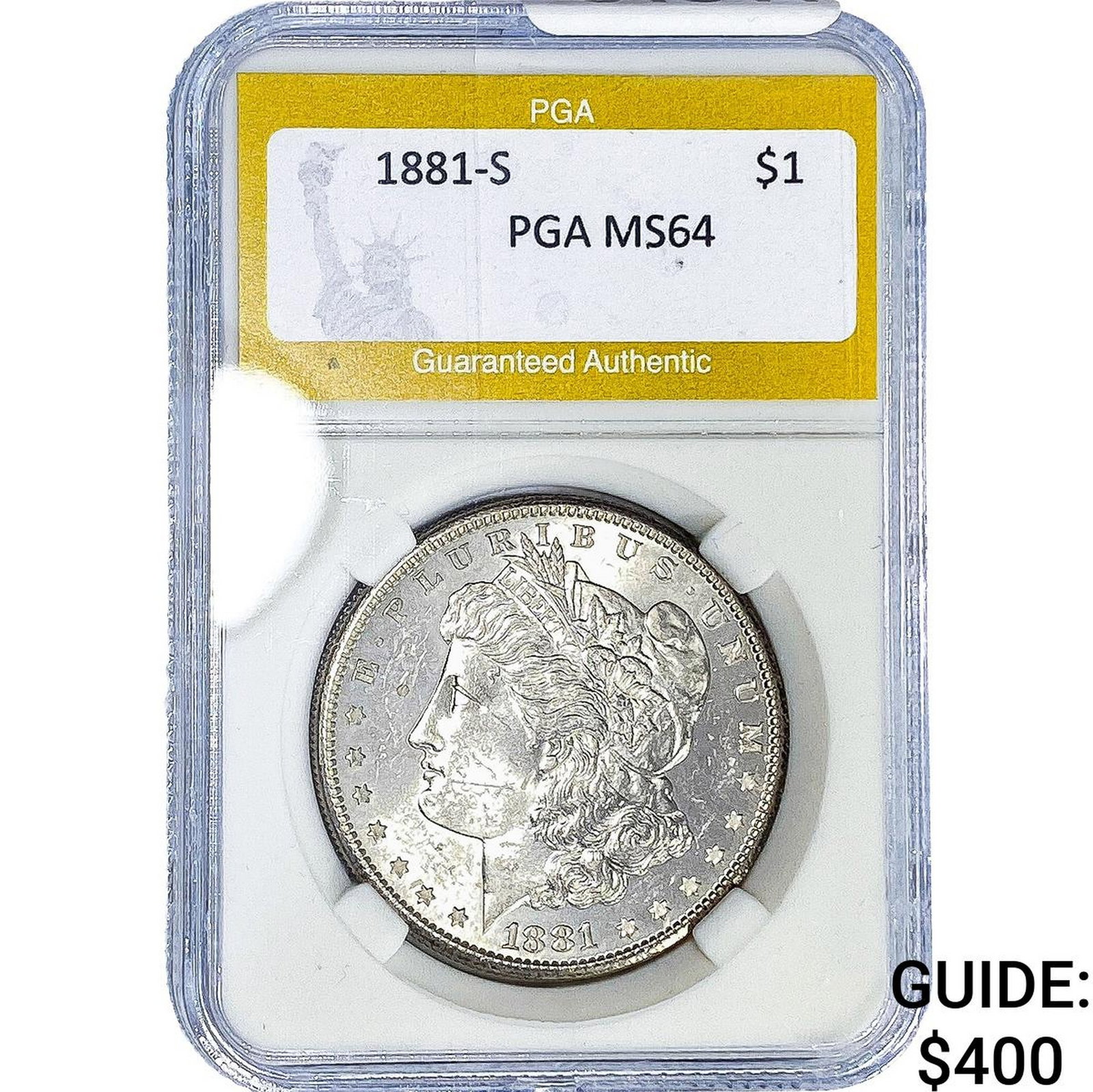 1881-S Morgan Silver Dollar PGA MS64: 1881-S Morgan Silver Dollar PGA MS64