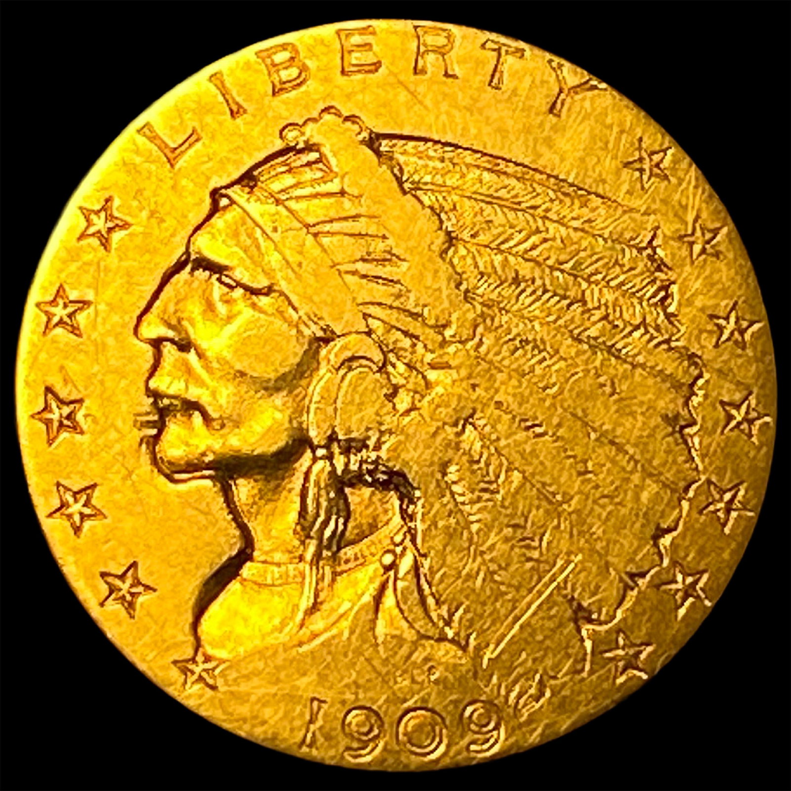 1909 Indian Head Gold $2.50 Quarter Eagle NEARLY UNCIRCULATED (1 of 2)