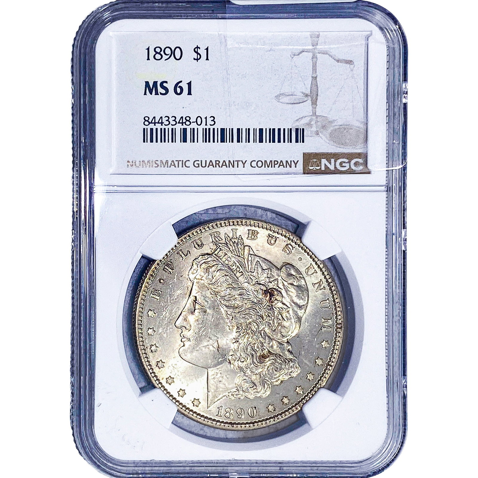 1890 Morgan Silver Dollar NGC MS61: 1890 Morgan Silver Dollar NGC MS61
