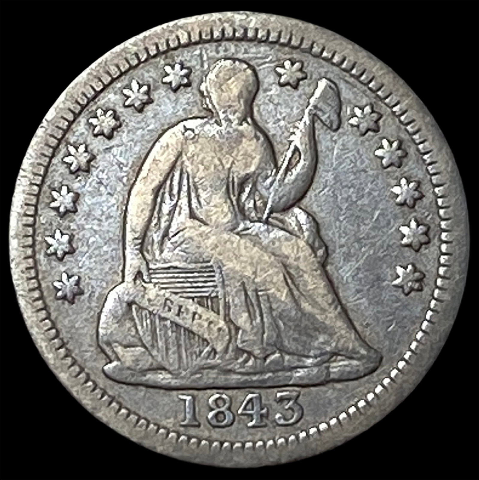 1843 Seated Liberty Half Dime LIGHTLY CIRCULATED: 1843 Seated Liberty Half Dime LIGHTLY CIRCULATED