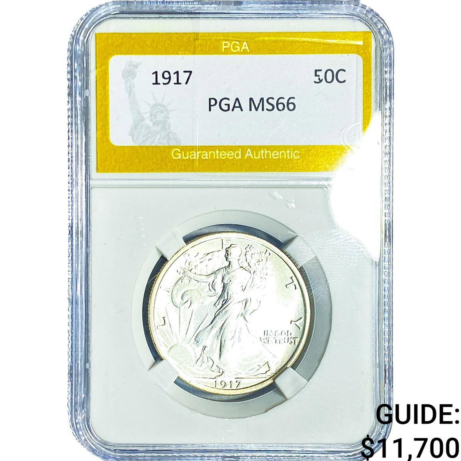 1917 Walking Liberty Half Dollar PGA MS66: 1917 Walking Liberty Half Dollar PGA MS66