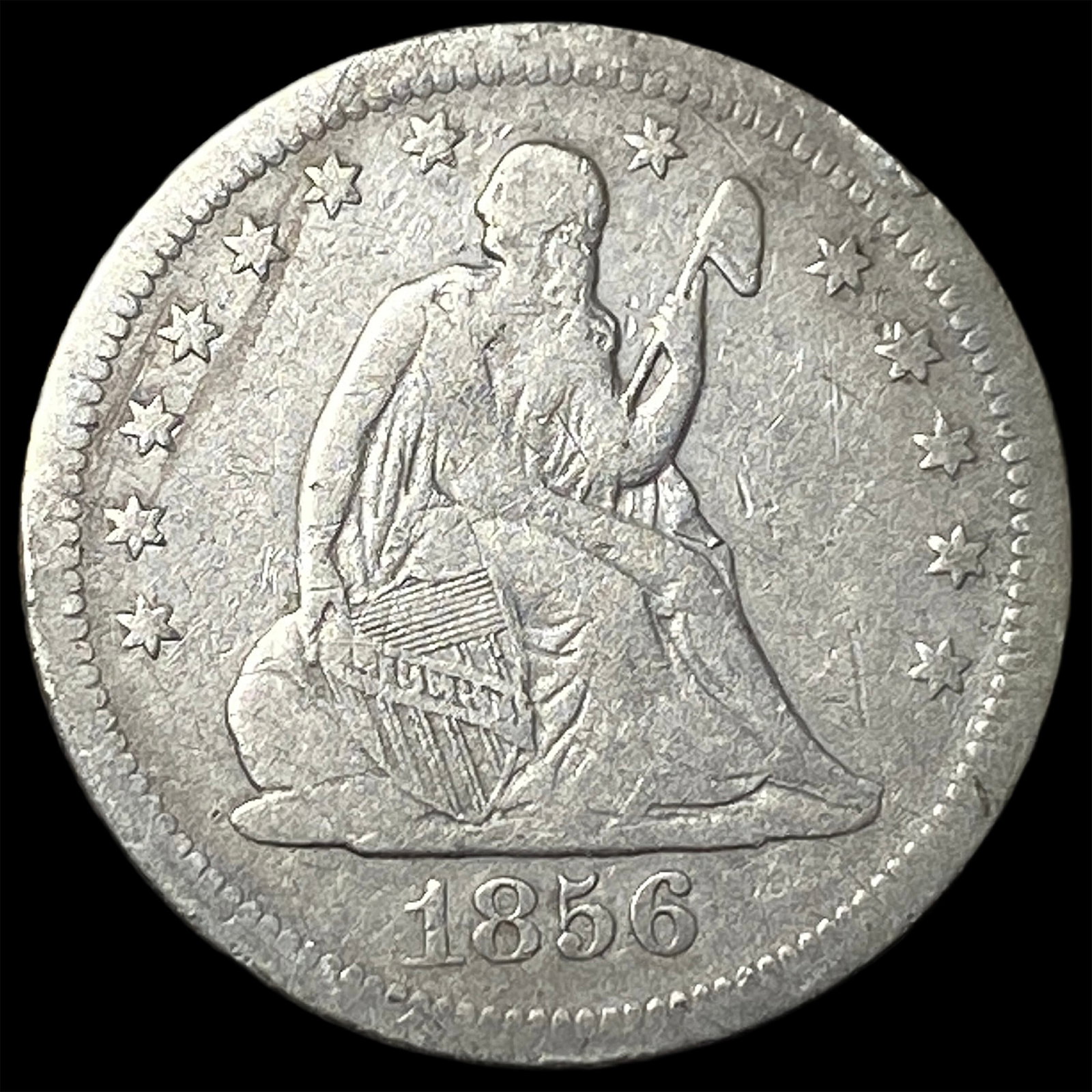 1856-O Silver Seated Liberty Quarter LIGHTLY CIRCULATED: 1856-O Silver Seated Liberty Quarter LIGHTLY CIRCULATED